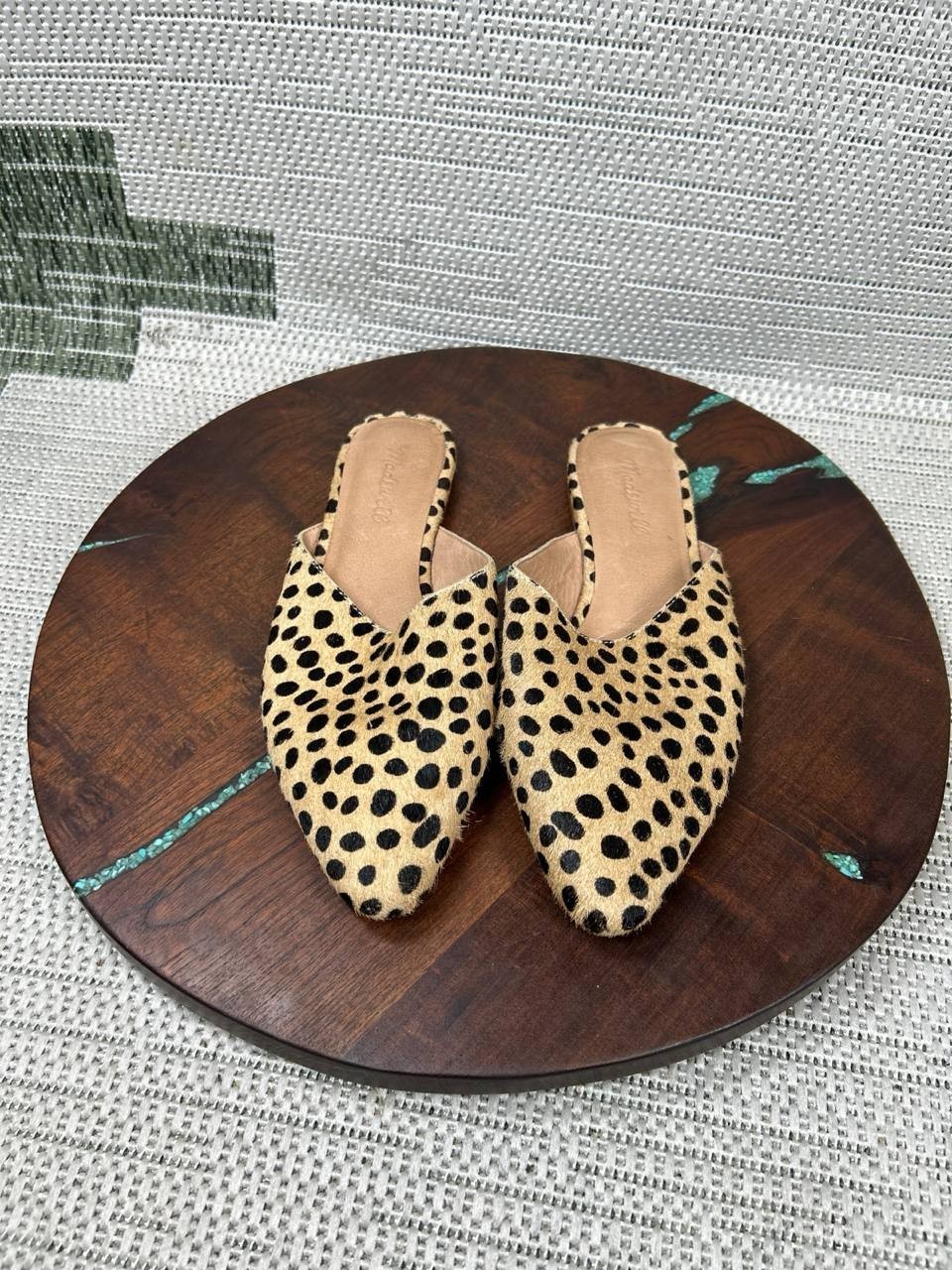 Madewell Flats Womens Size 7 The Remi Mule Truffle Multi Leopard Comfort Slip On