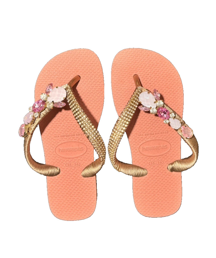 Havaianas Flip Flop size 6 BR 33-34 Pink Brazilian Flag New no tag
