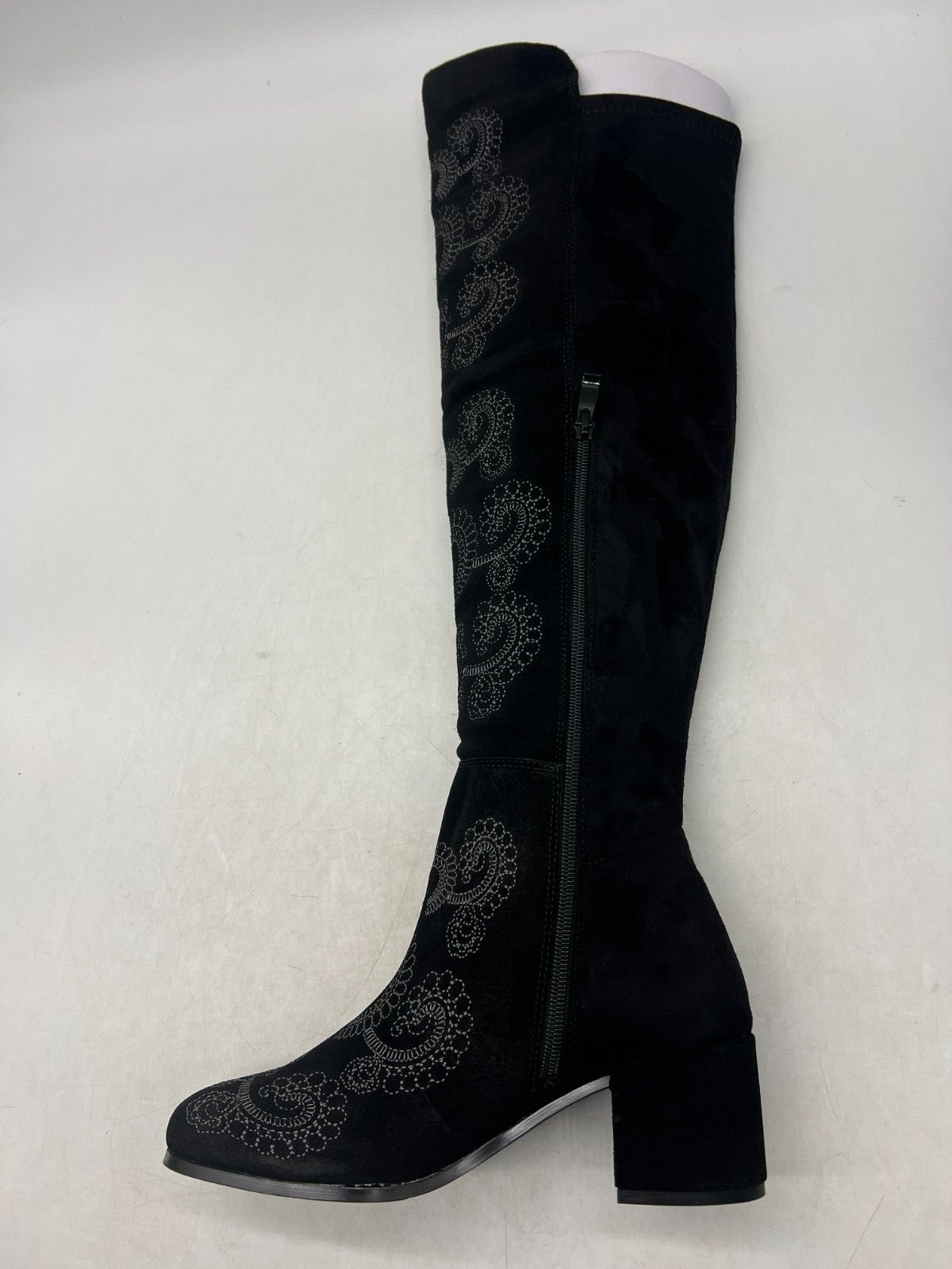 Sbicca Chenoa Black Over The Knee Boots Size 7.5 Embroidery Textile & Leather