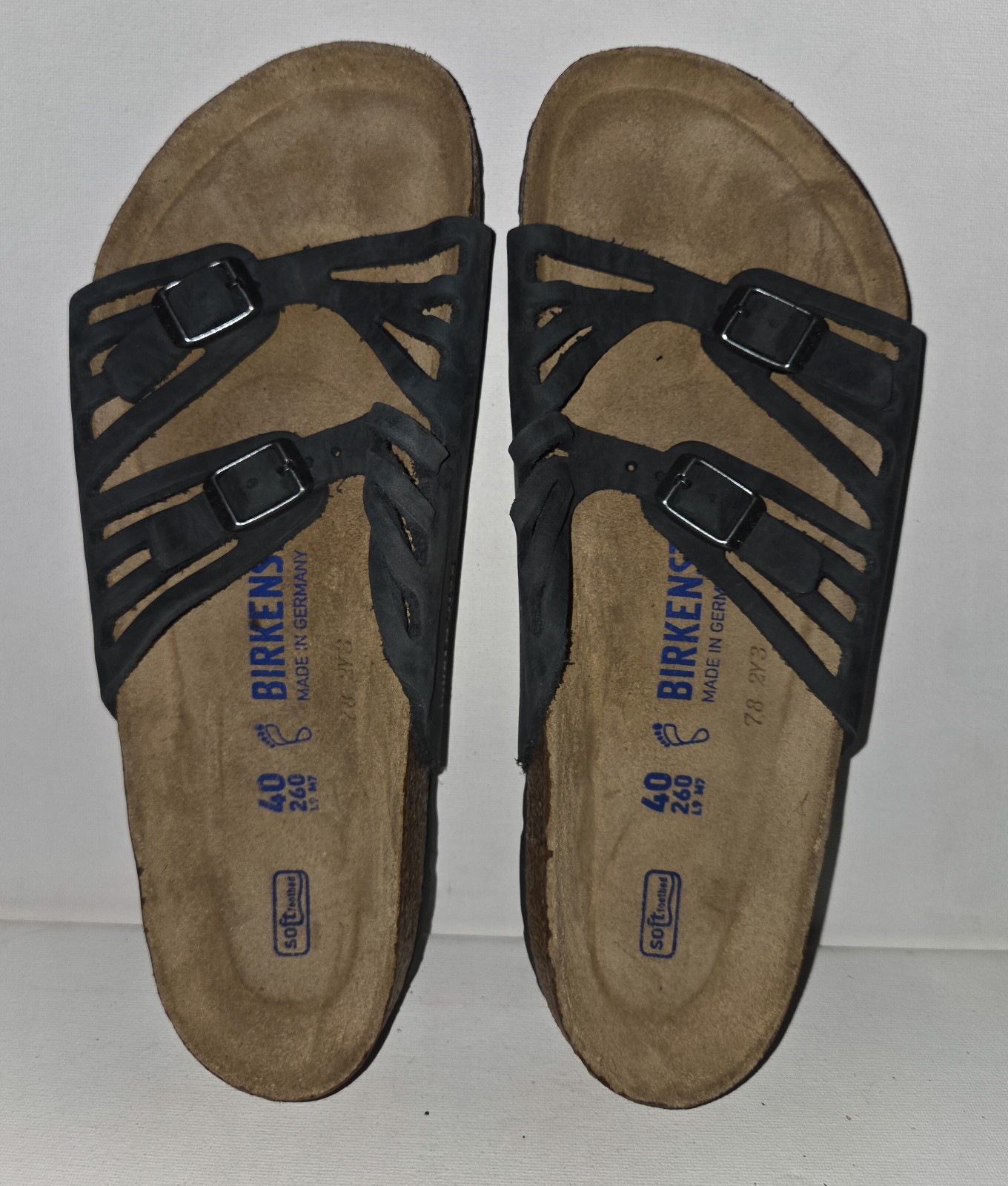 Birkenstock Granada Sandals GRAY Nubuck Leather Soft Footbed NEW Size 40 US 9