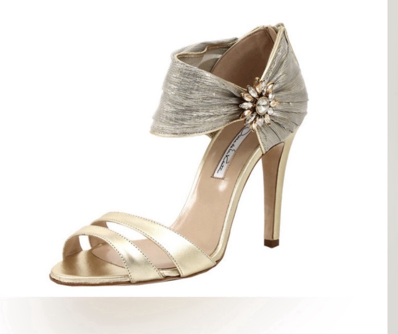 OSCAR DE LA RENTA Leather Chiffon Ornamental Wedding Special Occasion Heels 39.5