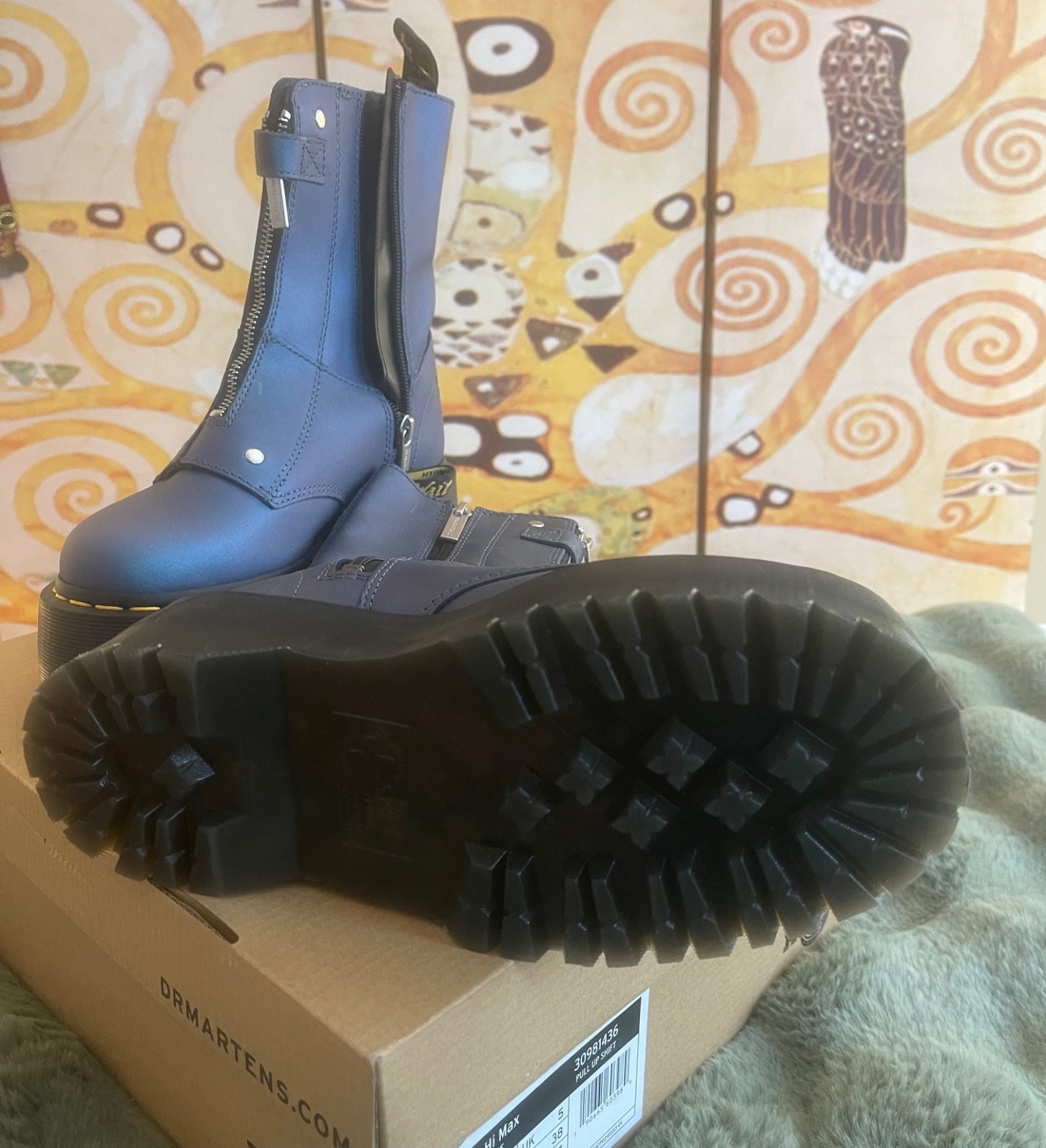 Dr. Martens Jetta Hi Max Deep Blue Platform Boots Women’s 7 EU 38 Front Zip