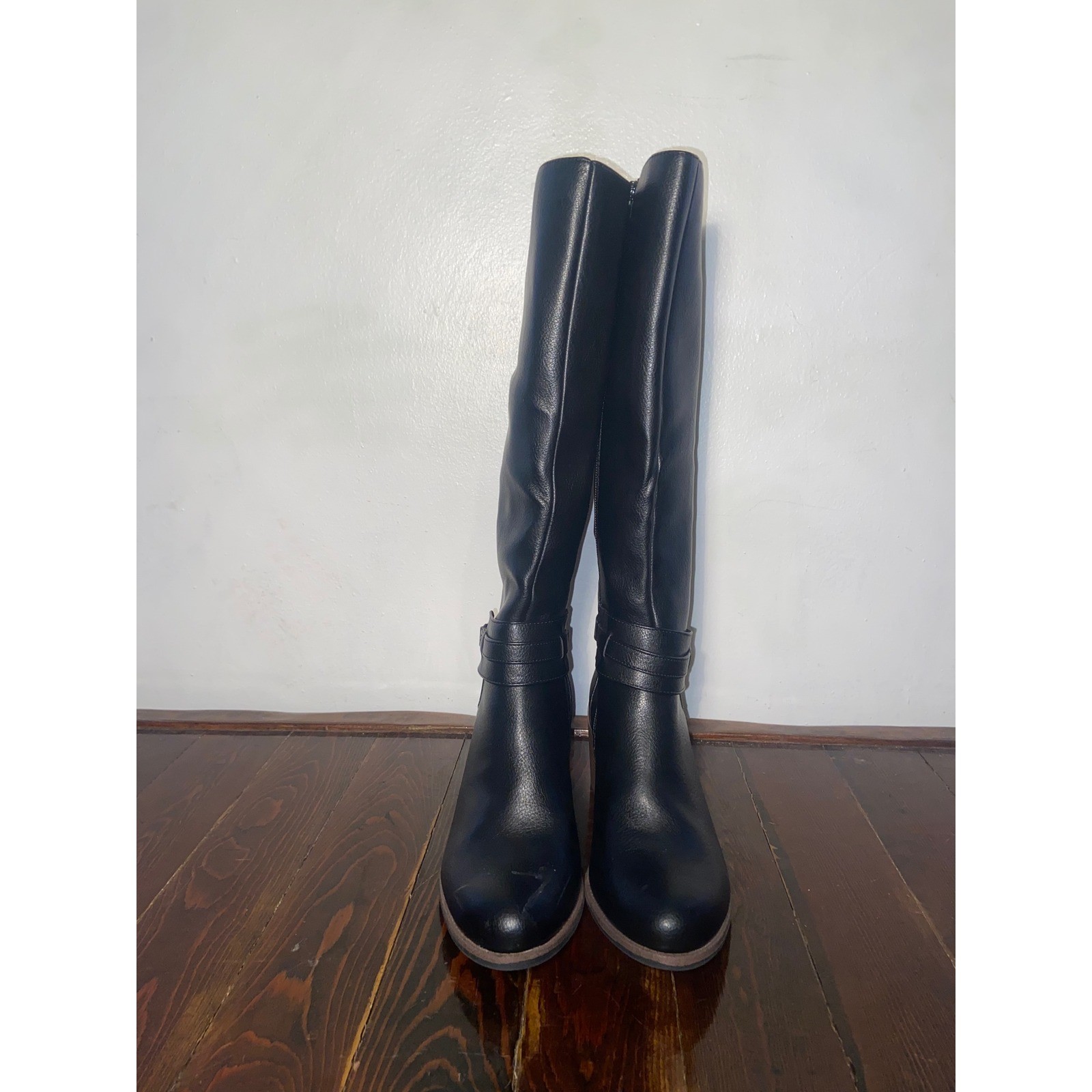 Sonoma Black Knee High Block Heel Boots Womens 10 Quiet Luxury Minimalist Preppy