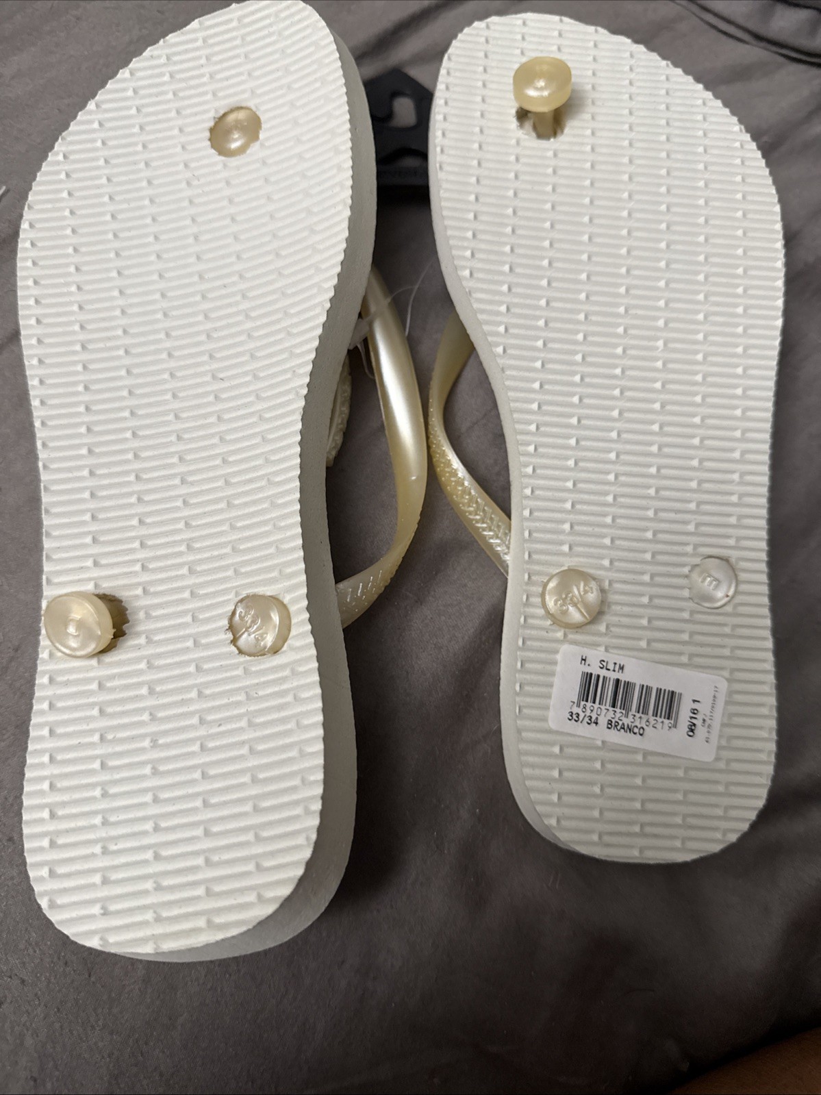 Havaianas Slim Flip Flops H Slim Thematic Pearl New Womens Size 33/34 – 3/4Y