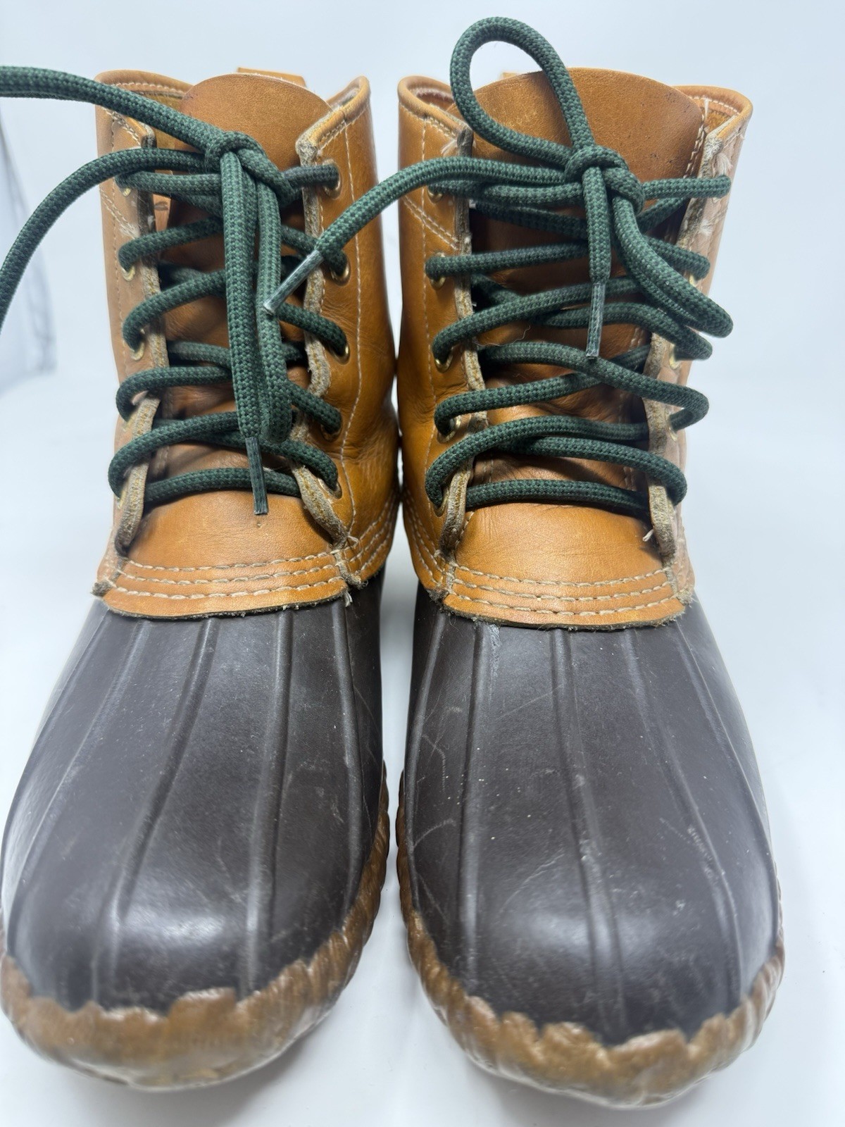 VTG LL Bean Boots Maine Hunting Shoe 9” High Brown Women Size 9 As Is