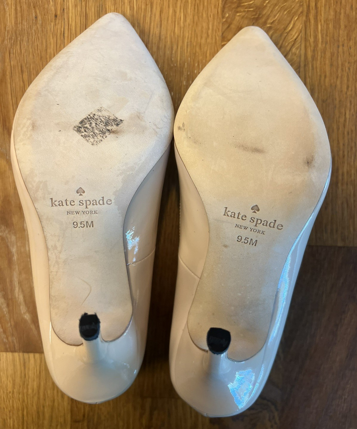 Kate Spade Evelyn Patent Leather Pale Pink/Nude Flower Heel Sz 9.5