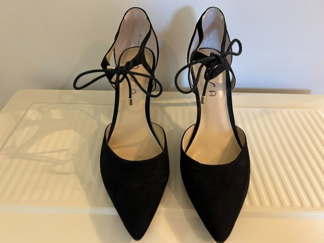 UNISA Black Strappy Lace Up High Heel Shoes with Side Cut Outs Size 11 M