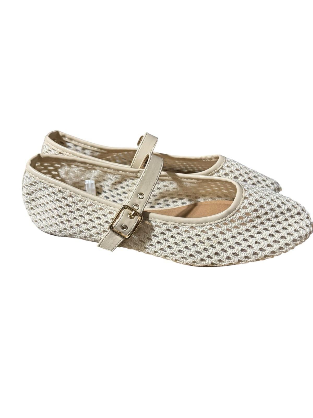 Universal Thread Womens Sylvia Woven Mary Jane Flats Cream Off White 9 1/2 New