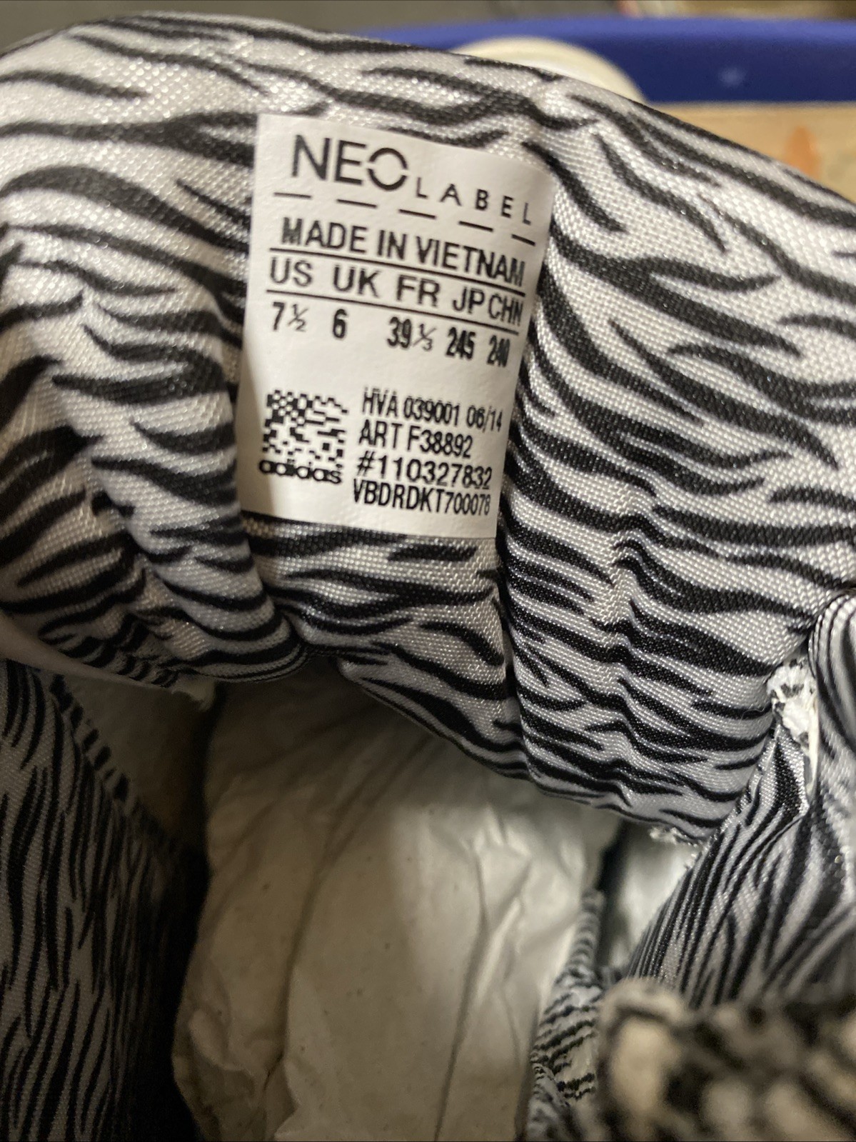 Adidas NEO Zebra High Tops 7.5W ART F38892