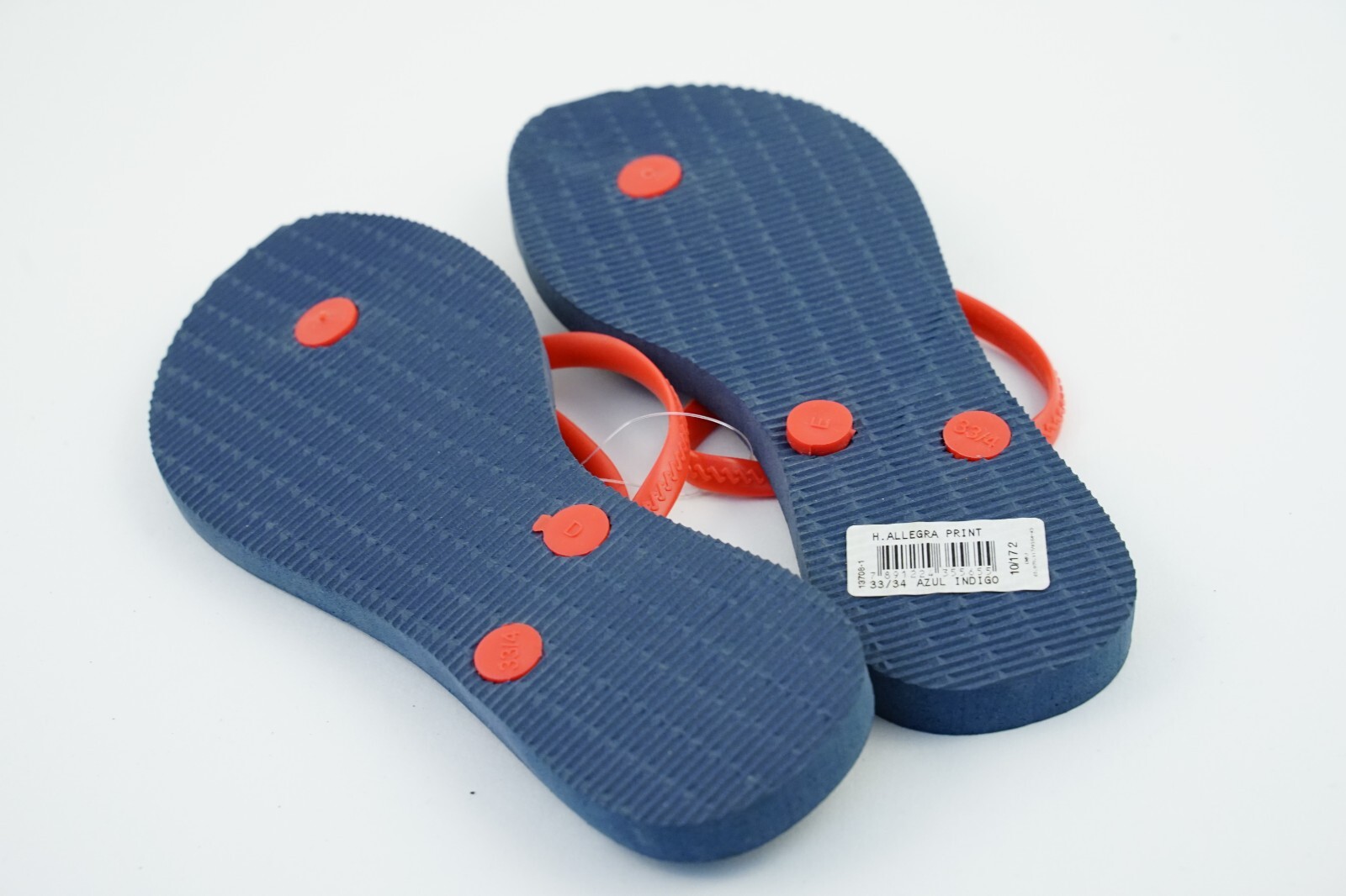 New! Red/Blue Stripes Havaianas USA 3/4Y Sandals EUR 35/36 (33/34)