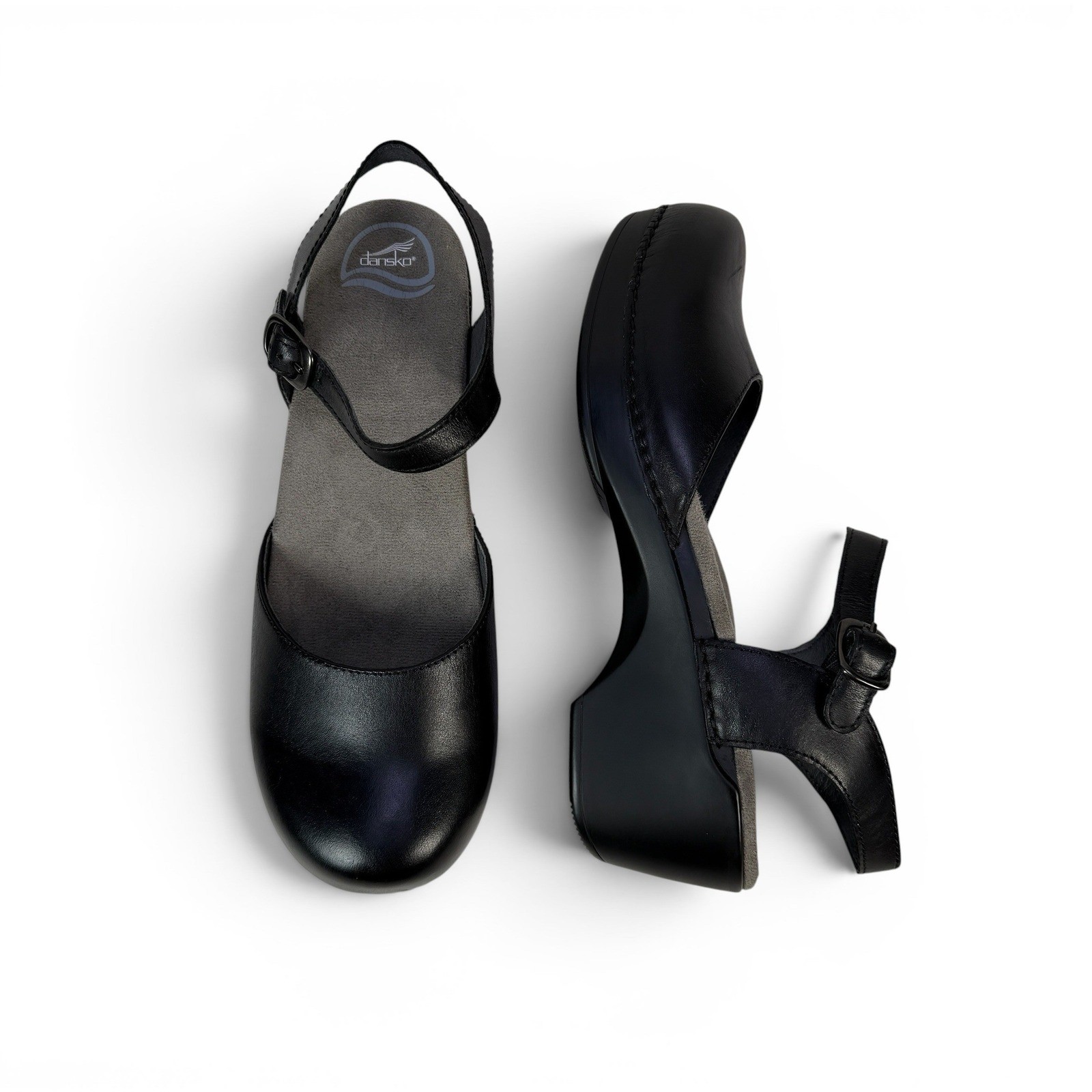 Dansko Sam Black Soft Full Grain Leather Mary Jane Clogs 9840-320200 Womens 42