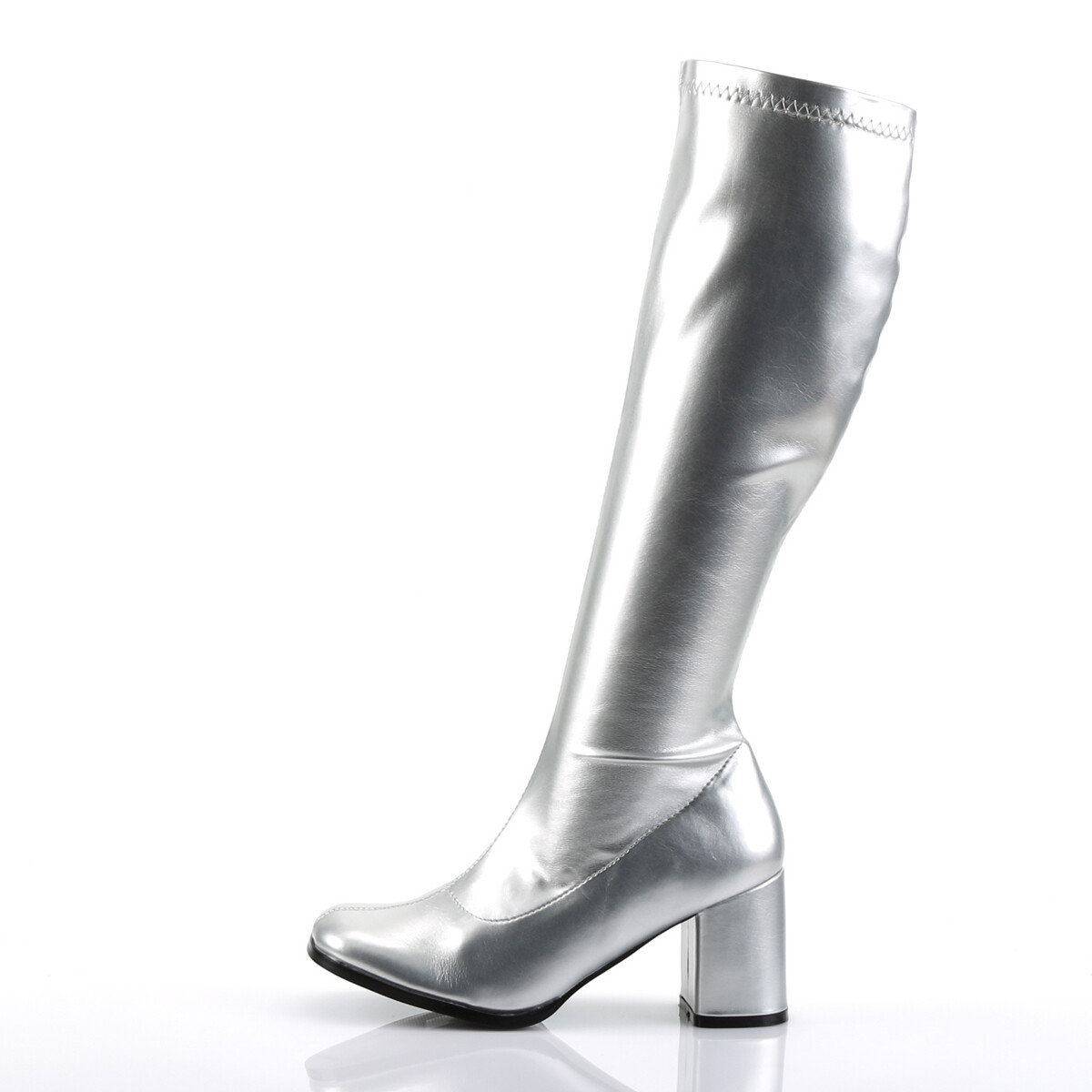 Sexy 3″ High Heel Gogo Dancer Silver Knee Boots Halloween Costume GOGO300/S/PU