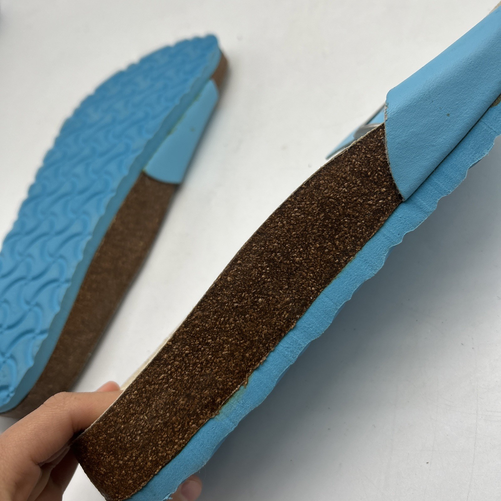 Tula by Birkenstock Slide Sandals 41 / US 10 Blue Buckle Cork Footbed Comfort