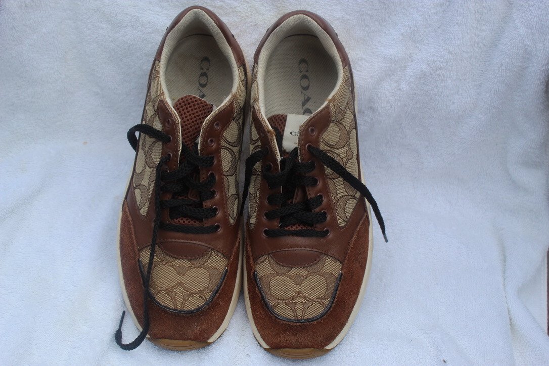 COACH G5057 TECH RUNNERS SNEAHERS BROWN LOGO W SZ 7.5B MADE IN INDONESIA
