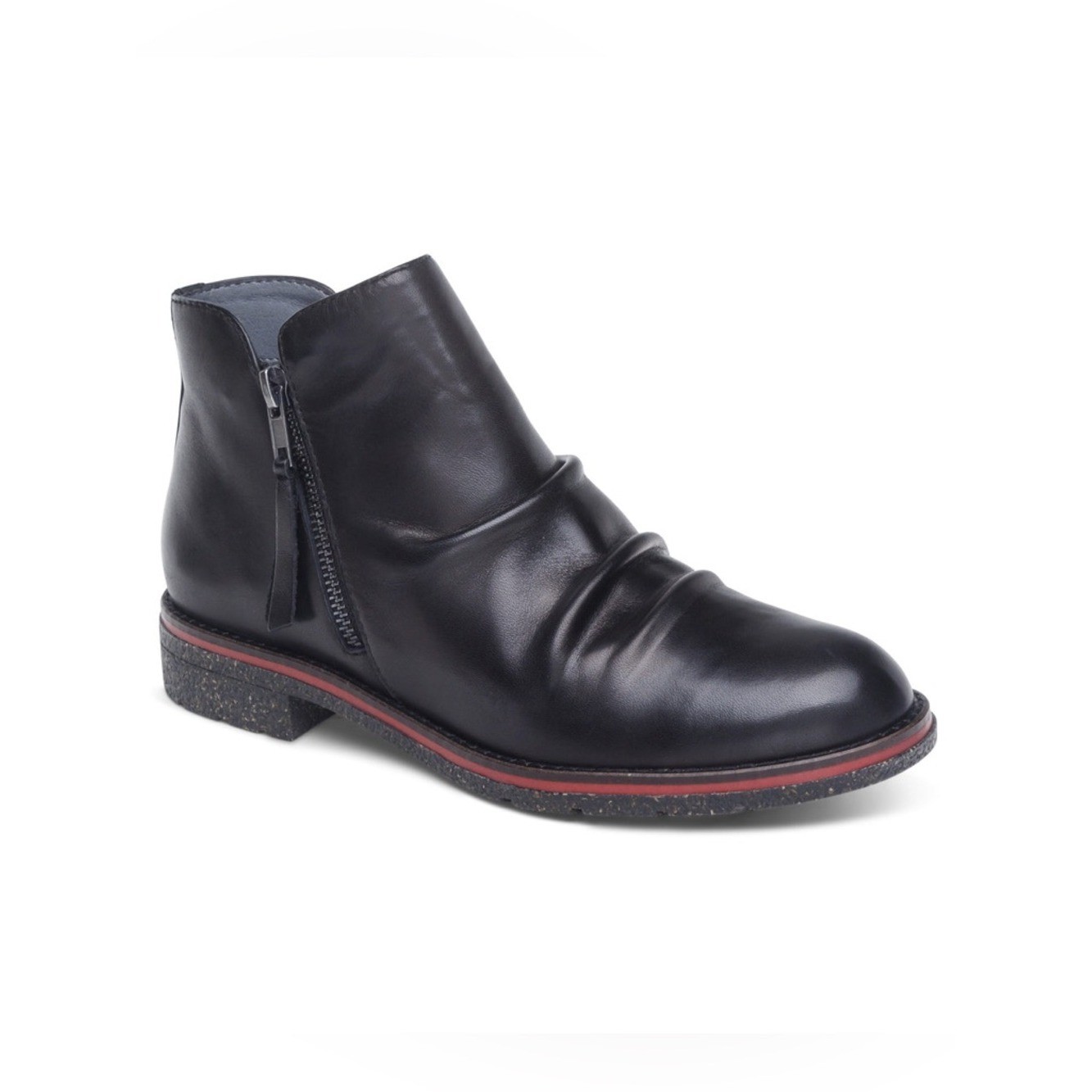 Aetrex Mila Low Ankle Boot Black Leather Waterproof Womens Size EU 40/ US 9-9.5