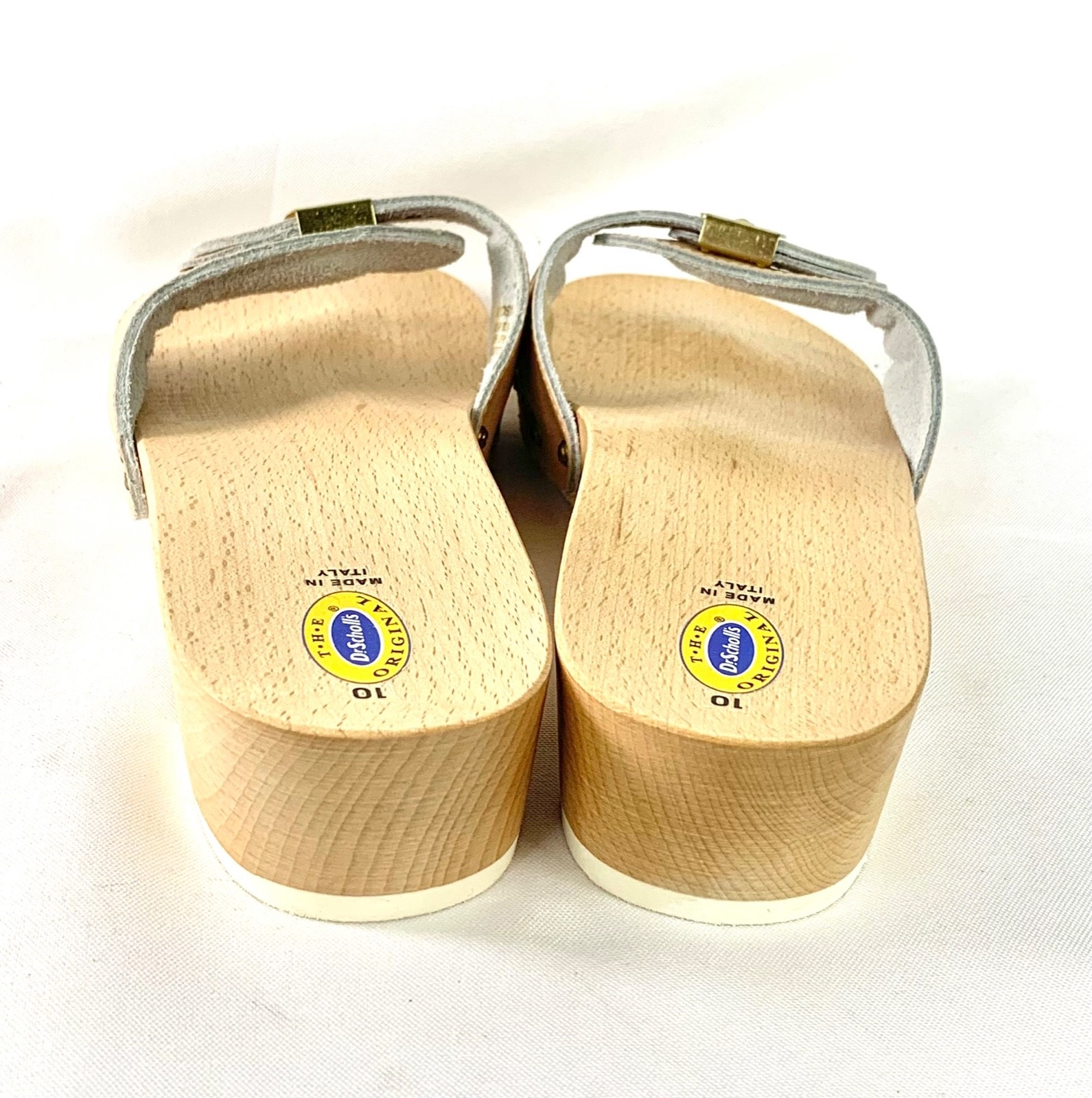 Dr. Scholls ‘The Original’ Sandal Leather Wood Slide Made i Italy SZ 10 Tan NWOT
