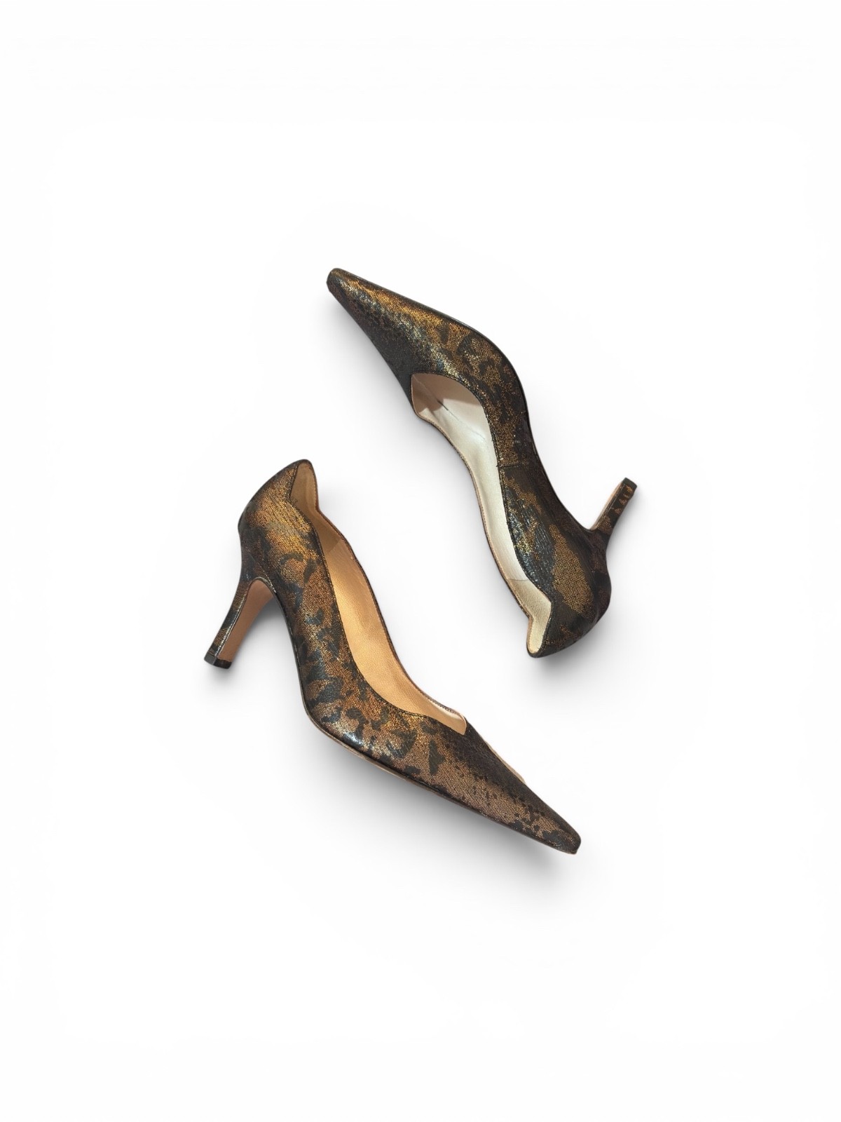 Peter Kaiser Bronze Metallic Floral Pointed Toe Pumps Heels UK 4.5 EU 37.5