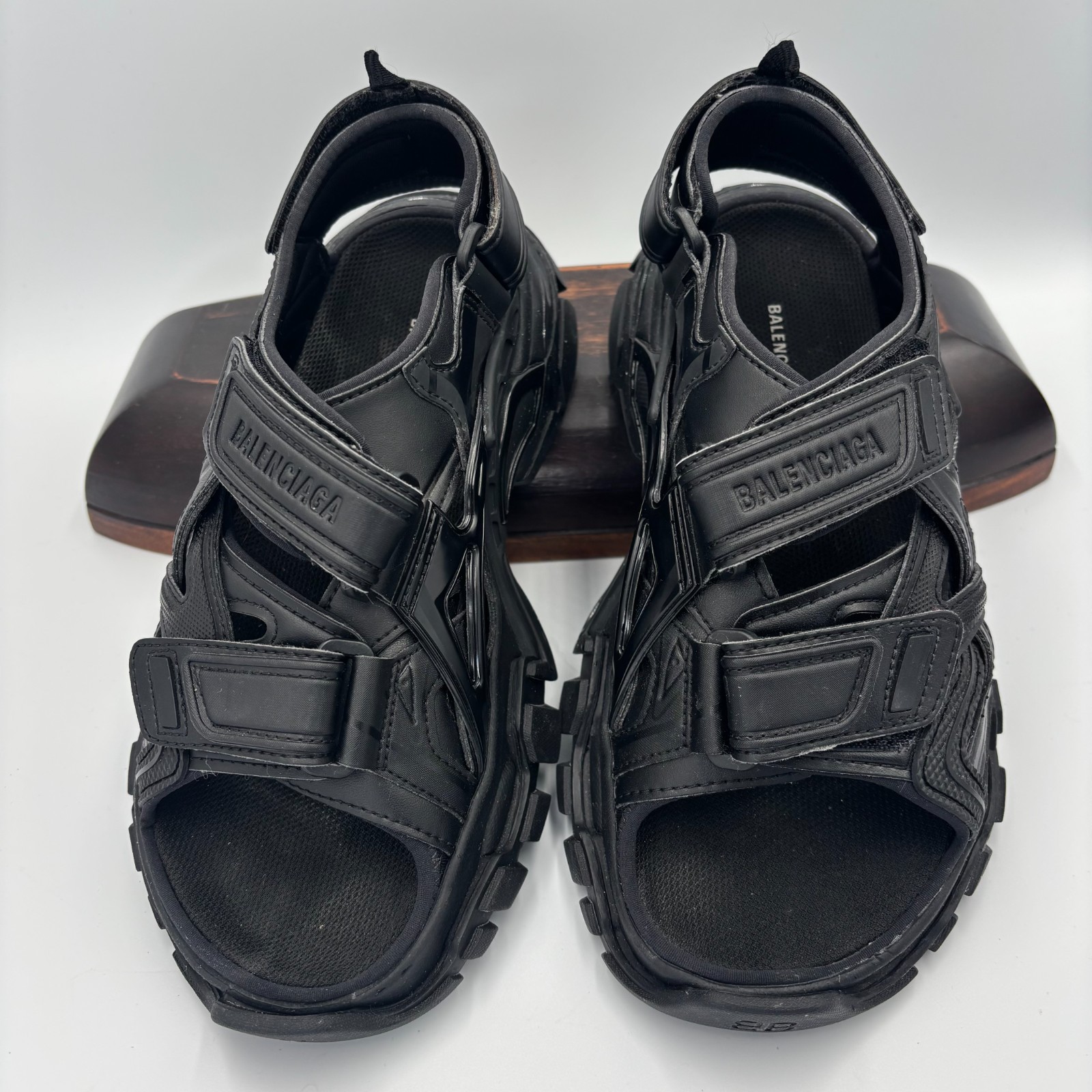 Balenciaga Track Sandals Black Size 37 EU 7 US Women 617543 Lightly Worn Authent