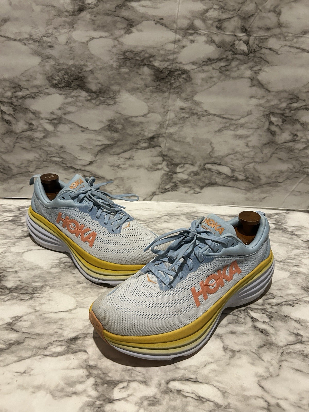 Hoka One One Bondi 8 Shoes Womens 10.5 B Blue Running Walking Sneaker