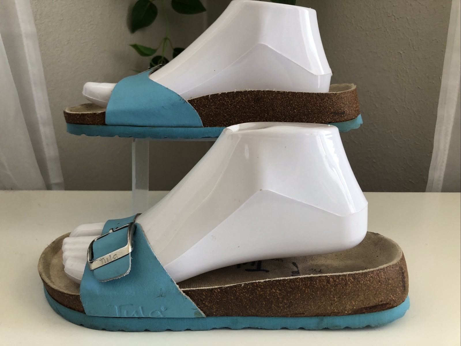 Birkenstock Tula Madrid Slide Sandals Buckle Turquoise Blue Women’s 7.5 38.5 AL