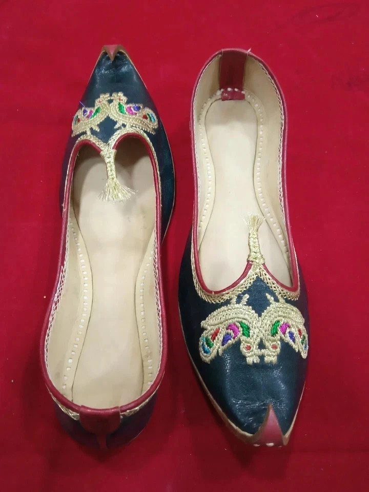 Women Wedding Shoes Leather Handmade Indian Mojaries Ballet Flat Jutties US 6-9