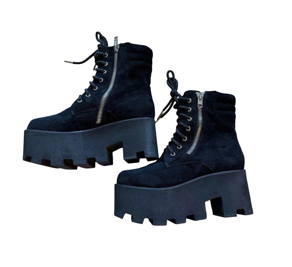 RARE CURRENT MOOD GREENPOINT BLACK VEGAN SUEDE PLATFORM BOOTS | WOMEN’S 9