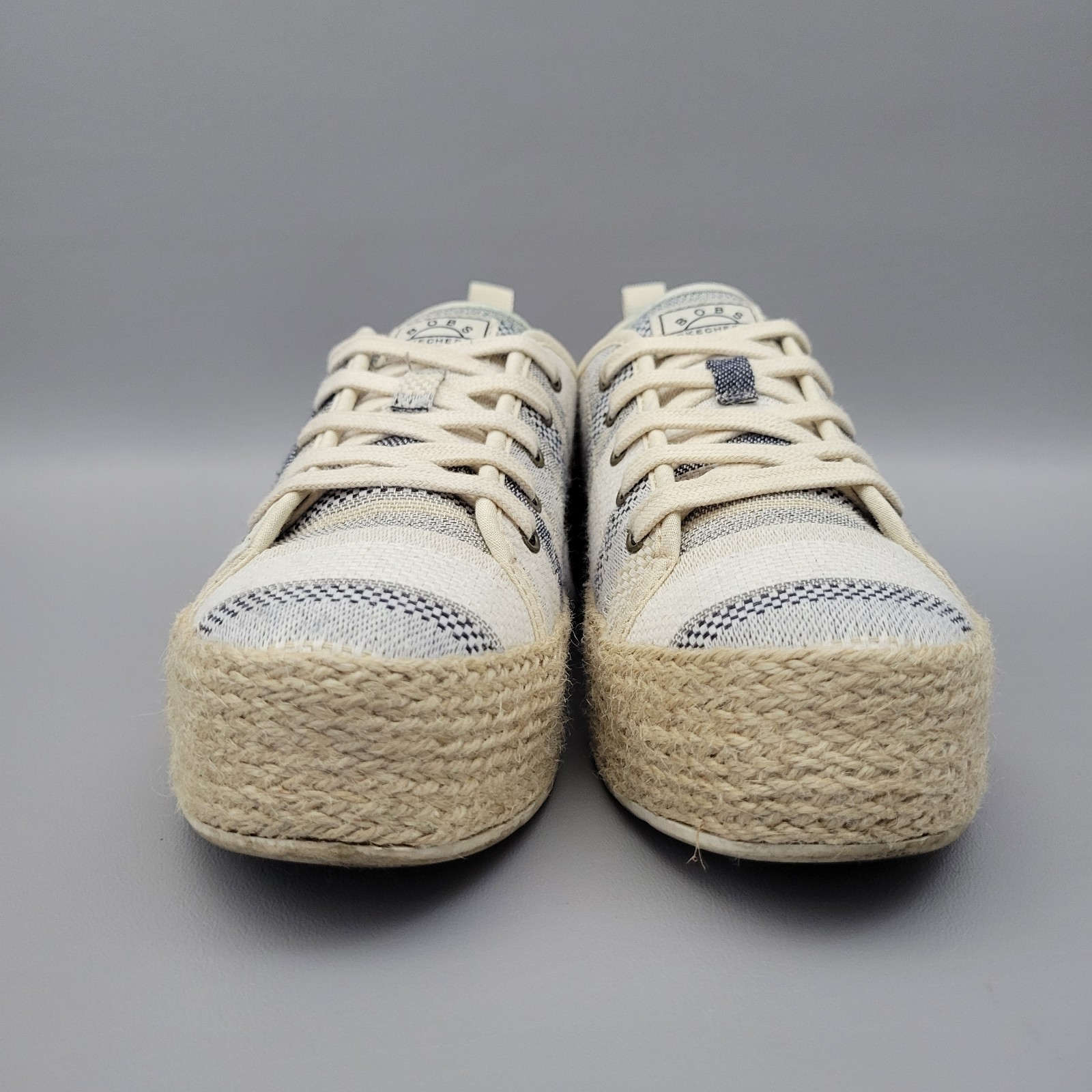 Skechers Womens Bobs Sesame Espadrille Sneaker Size US 6.5 Woven Striped Pattern