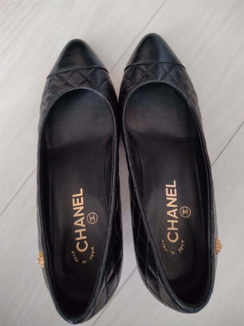 CHANEL Pumps Size 24cm 38 Calfskin High Heels Classic Style