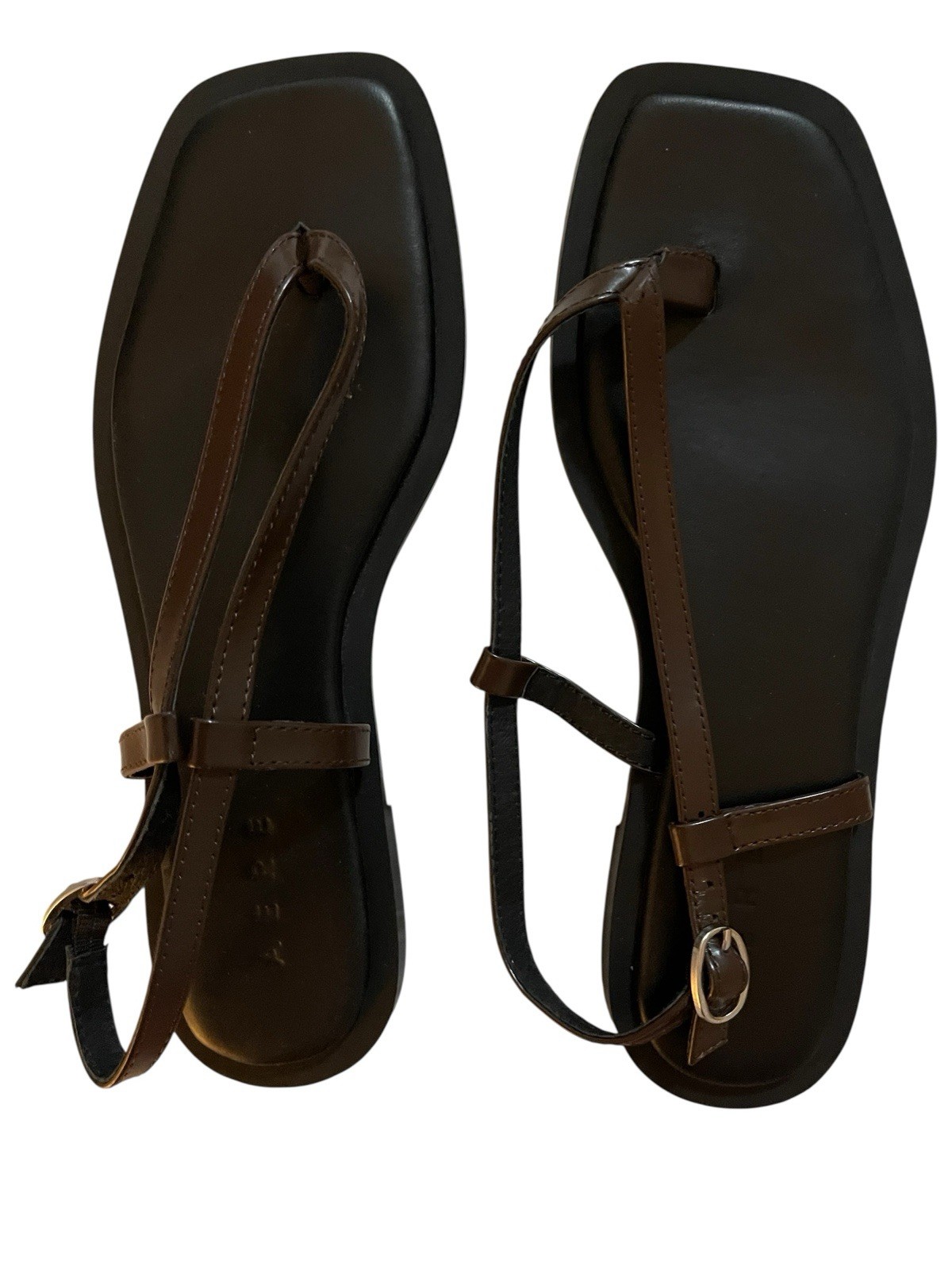 AERE Leather Strap Sandals Brown Size AU 6 RRP$140 Great Condition