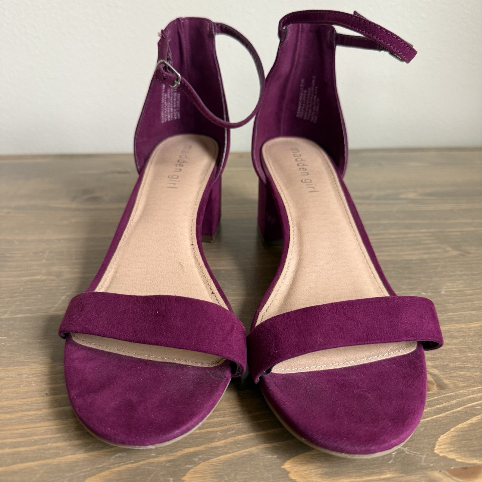 Madden Girl Womens 9.5M Fuschia Purple Ileana Faux Suede Block Heel Sandal