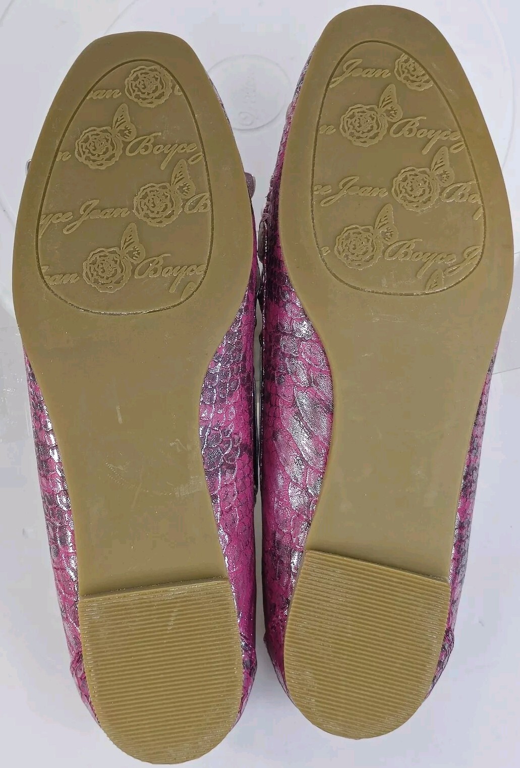 JOAN BOYCE WOMENS 10M PINK SNAKESKIN PRINT RHINESTONE ACCENTED BOW LOAFER SHOES