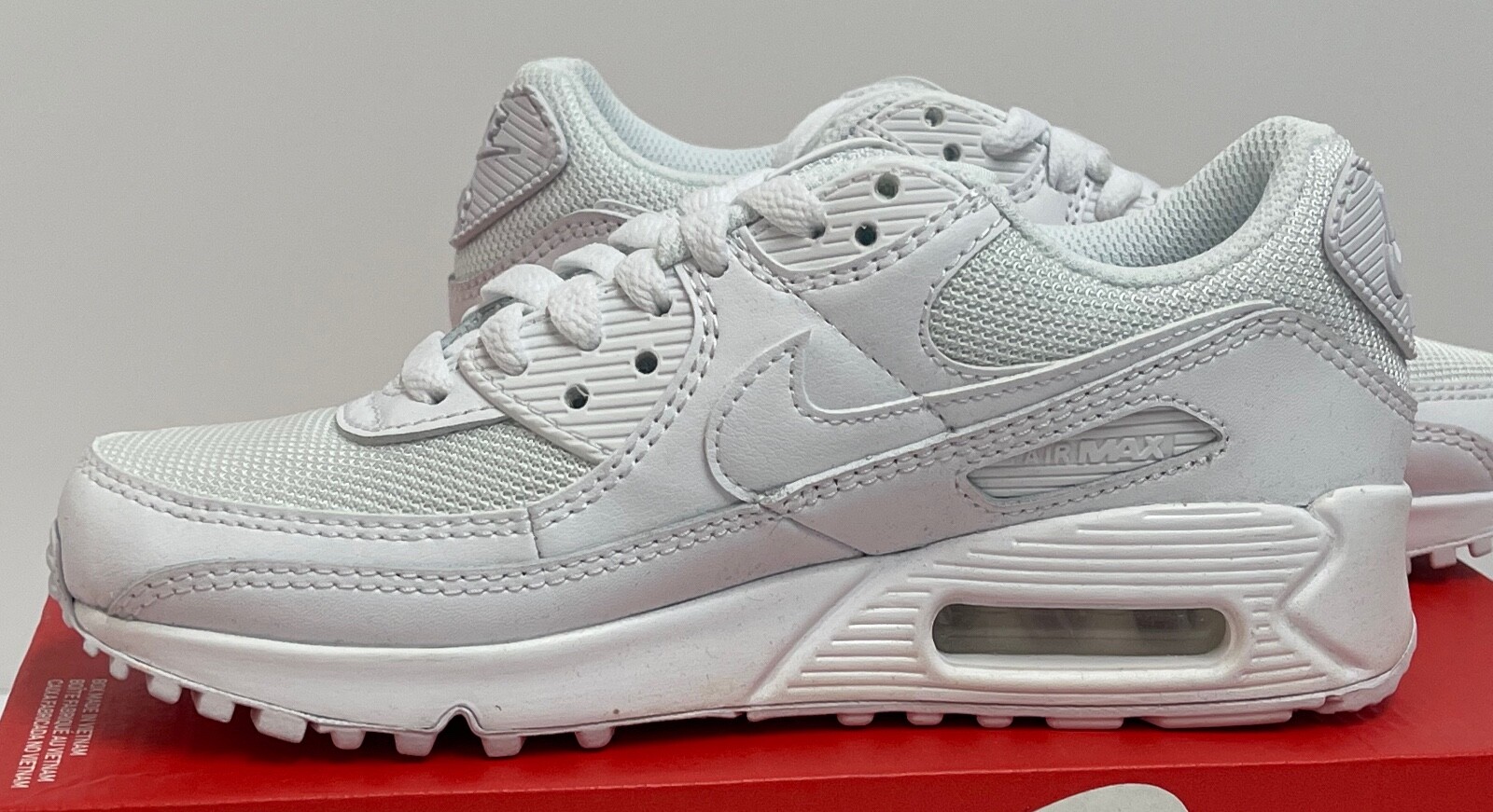 Nike Air Max 90 CQ2560 100 Triple White Women’s Sneakers WOMEN SIZE 5 MEN 3.5