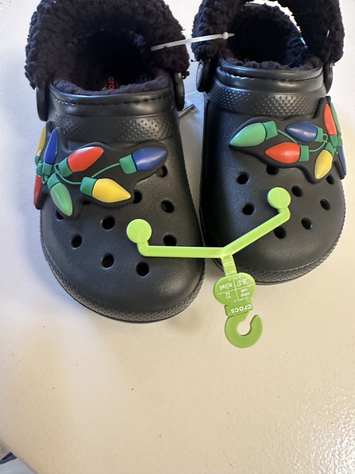 Black Crocs «Classic Holiday» Lined Clogs ft. Festive Christmas Light Graphics