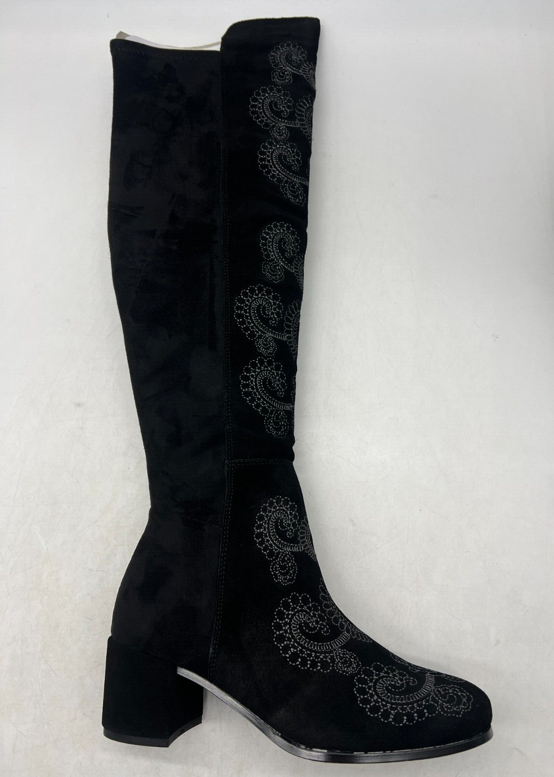 Sbicca Chenoa Black Over The Knee Boots Size 7.5 Embroidery Textile & Leather