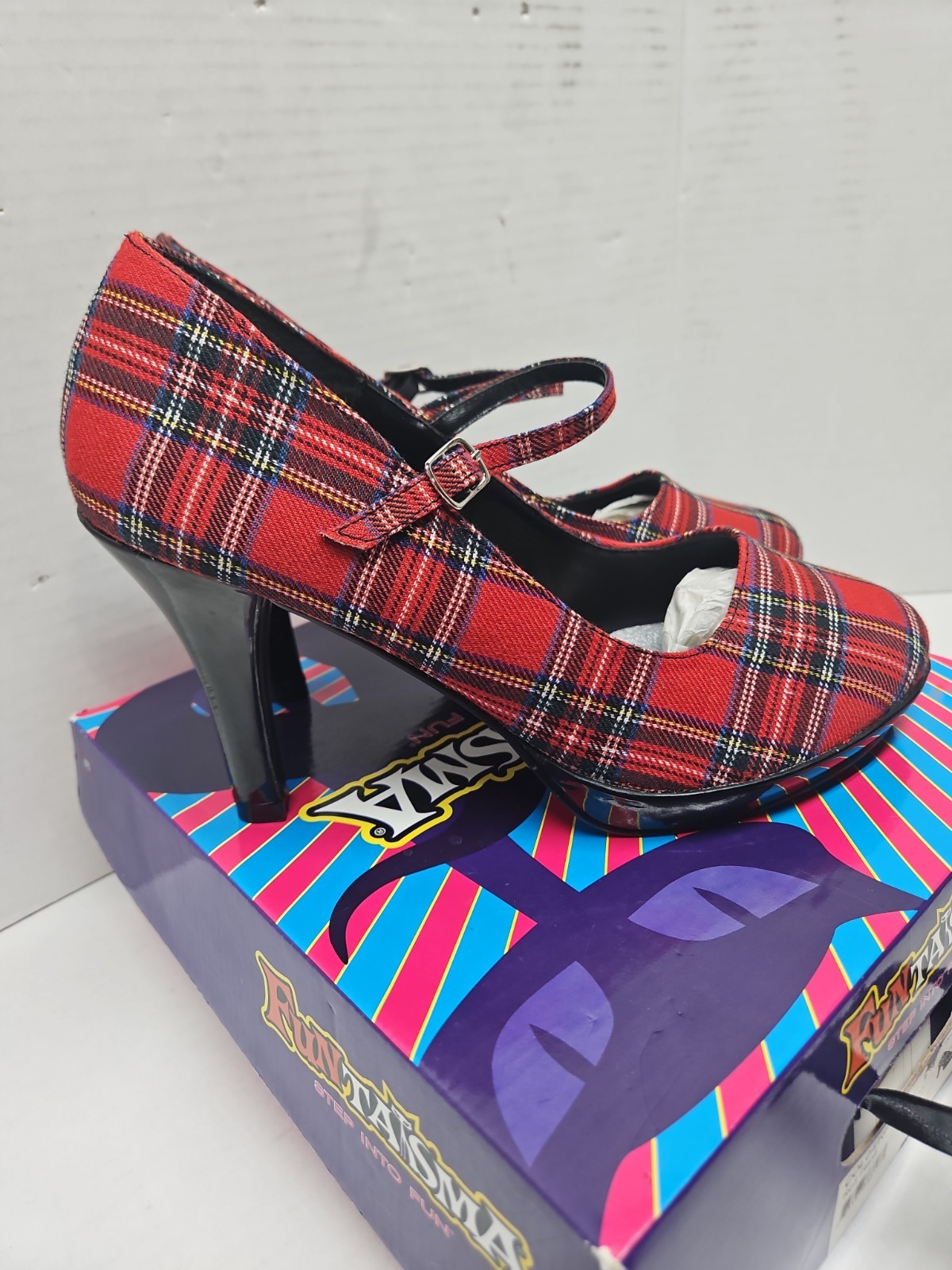 The Funtasma by Pleaser College-04 Pump red plaid New Old STOCK IN BOX Size 11