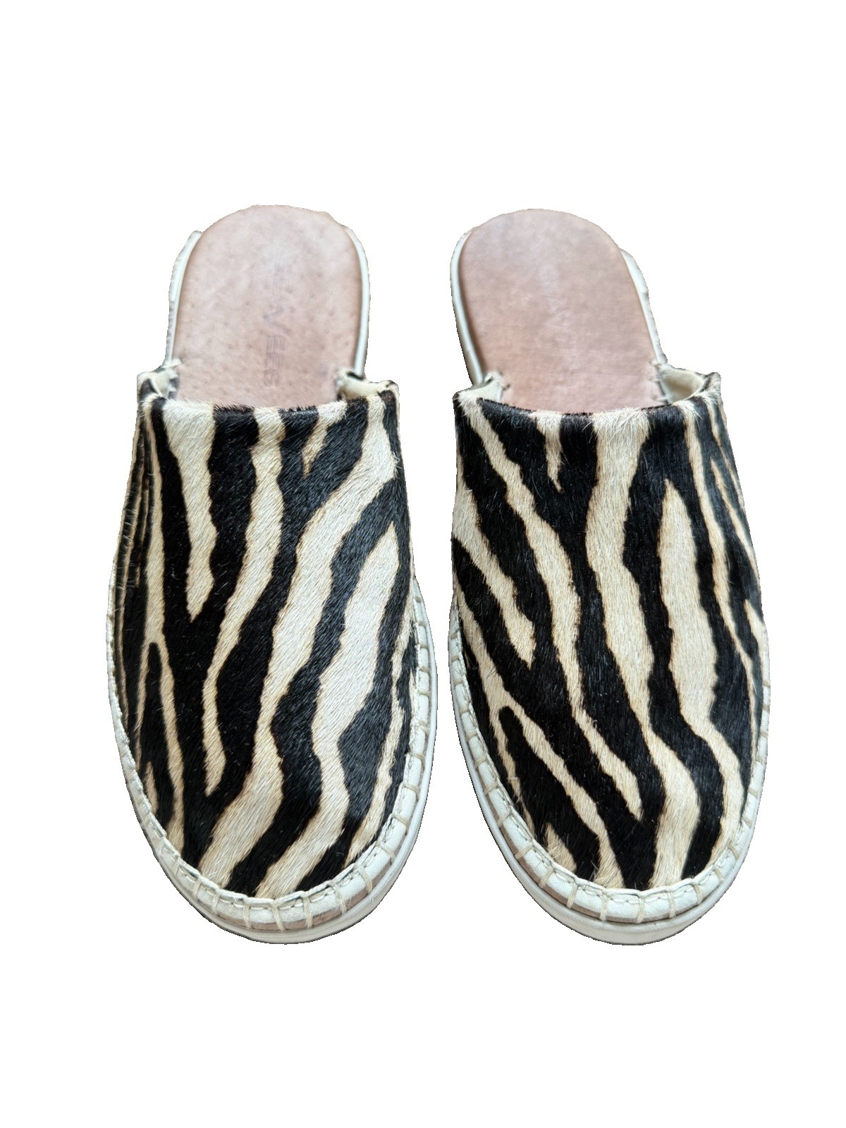 Seavees Zebra Print Hair-On Cowhide Slide Mules Women’s US 5.5 EU 36 Slip On