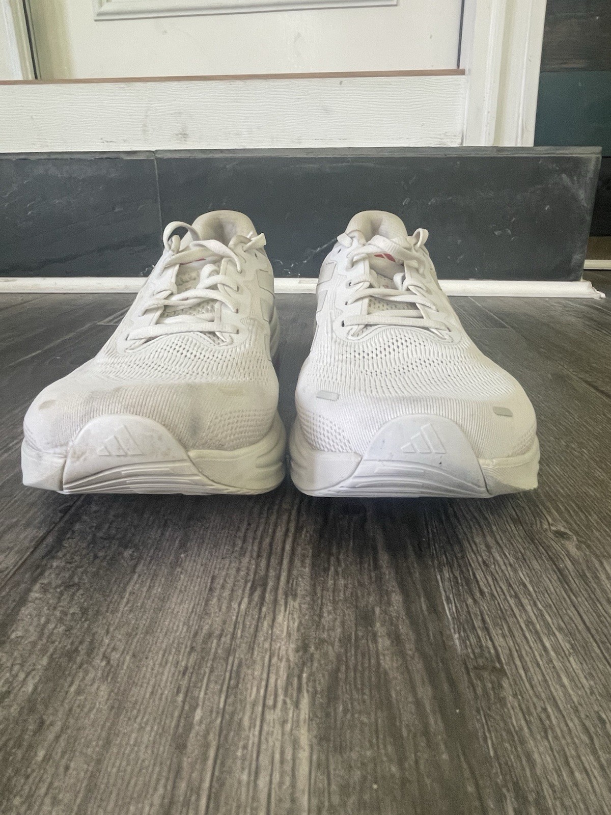 USED adidas White/Pink Low Top Lace-Up Running & Jogging Sneakers Rubber Sole