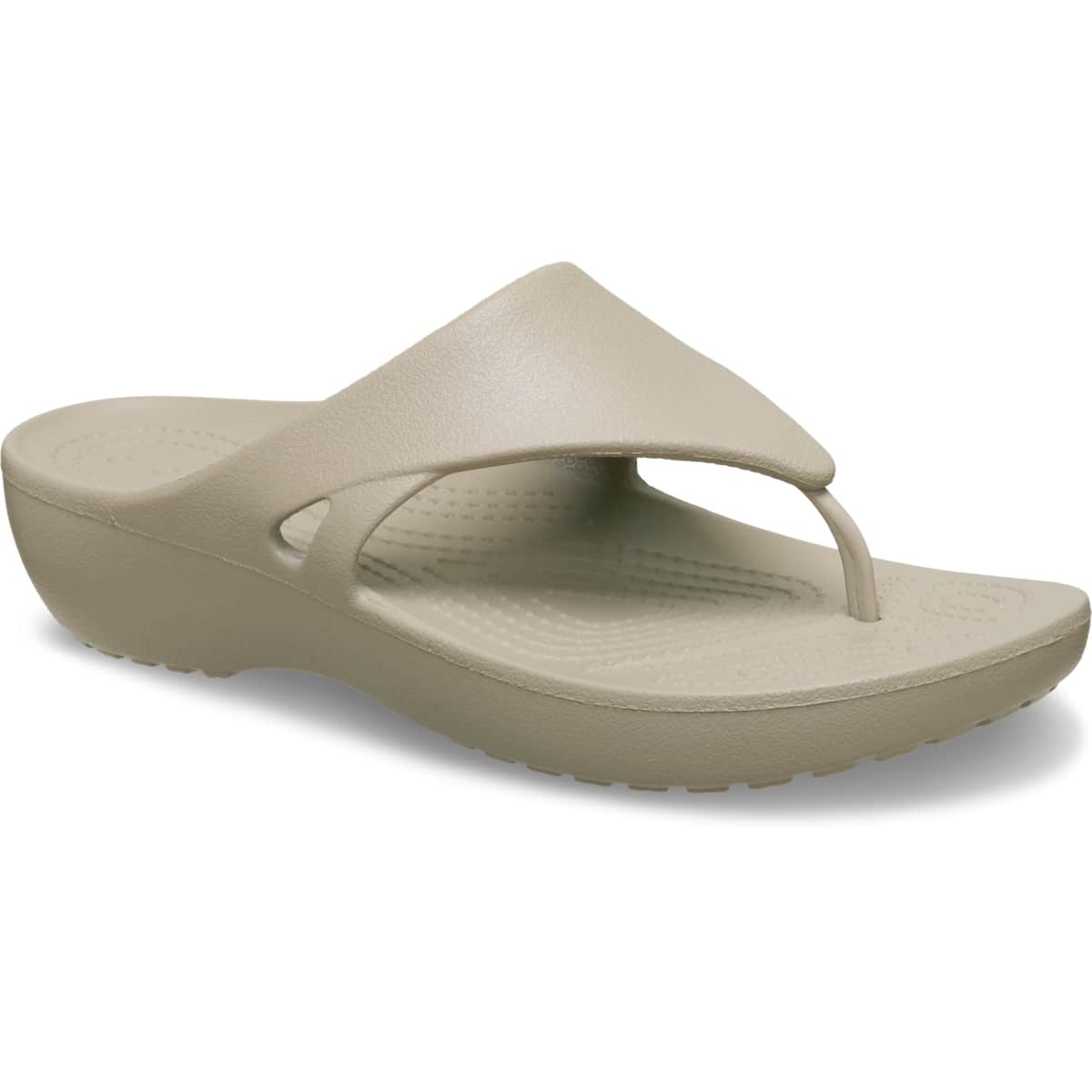 Crocs Kadee Wedge Flip Flop Sandals,Cobblestone,W6