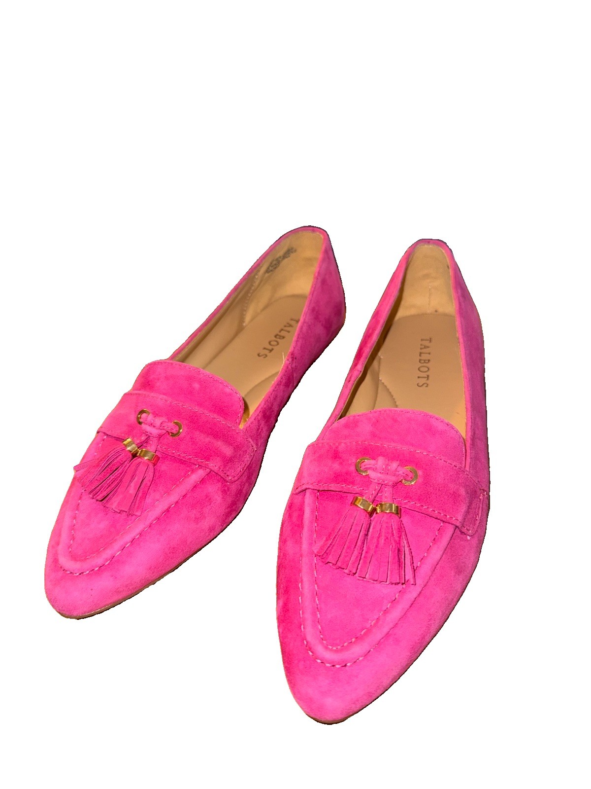 NWOT Talbots Francesca Pink Suede Leather Tassel Loafers Driving Flats Size 8