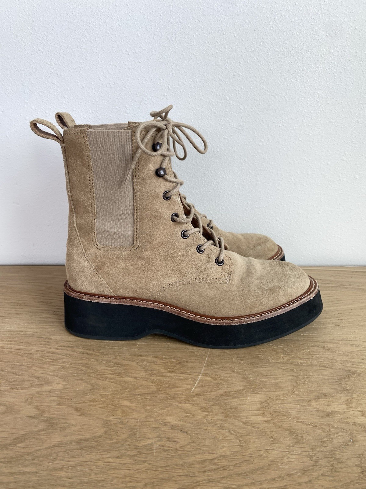 Madewell Women’s Sz 6 Brown Suede Boots Helen Platform Chelsea Boot Leather