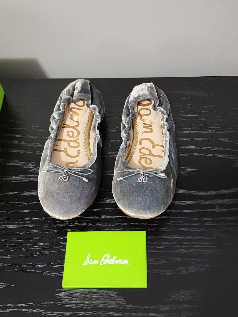 Sam Edelman Felicia Smoky Blue (Gray) Velvet Ballet Flats US 6.5