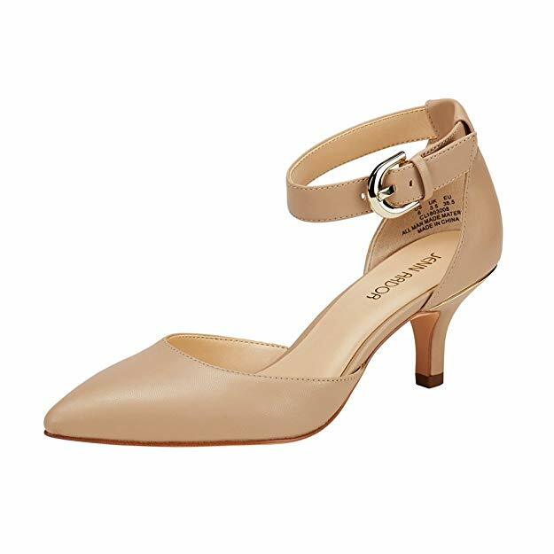 Women’s Kitten Heel Pumps Shoes Closed Pointed Toe Ankle Strap Dress Stiletto