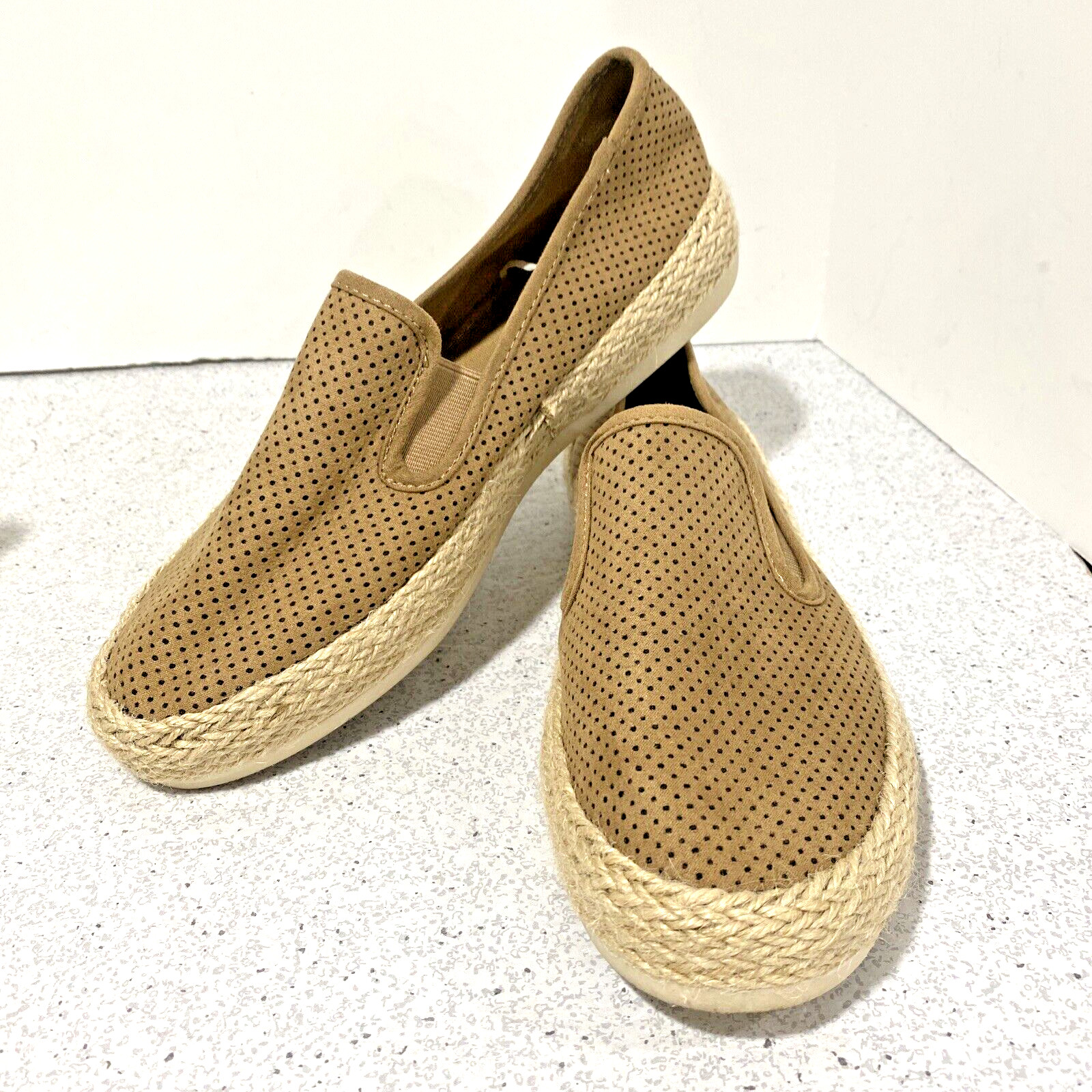 Esprit Nadine Espadrille Flats US 7.5M Tan Faux Suede Textile Uppers Casual Shoe