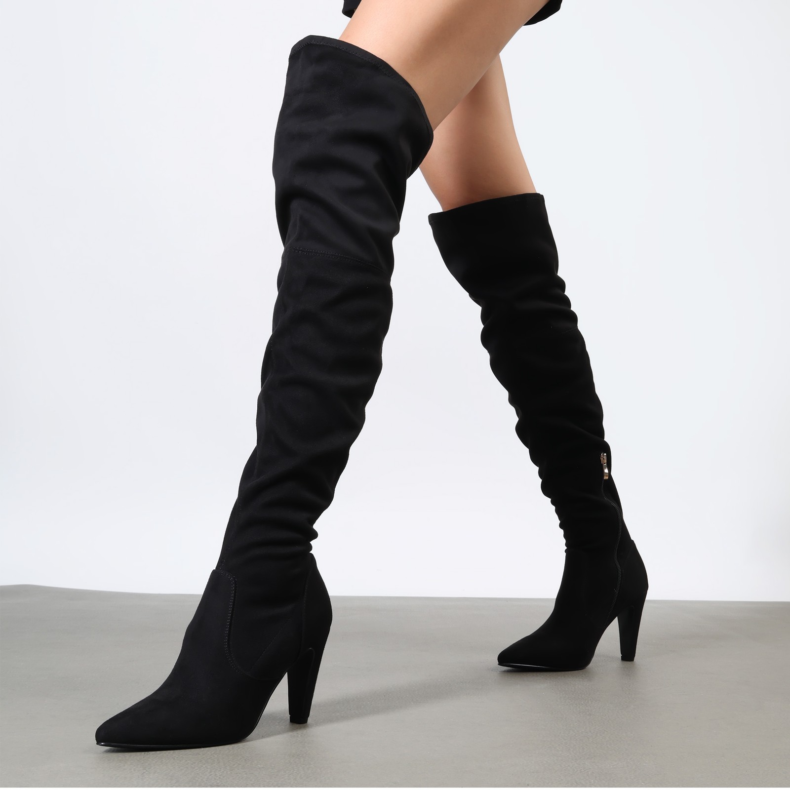 Women Thigh High Boots Over The Knee Stiletto Heel Pointed Toe Fall Winter Boots
