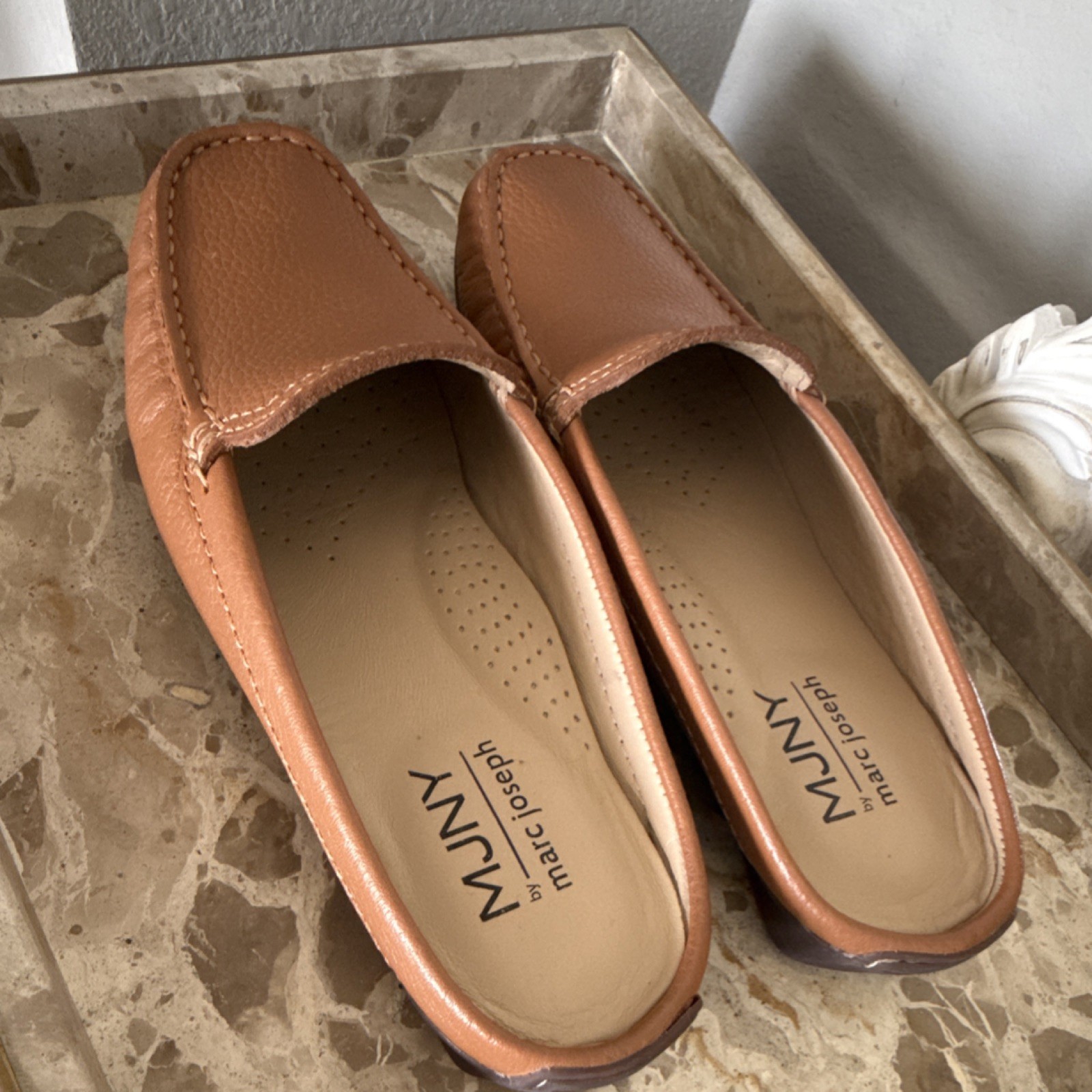 Marc Joseph Women’s Brown Leather Slip-On Loafer Flats Closed Toe Comfort