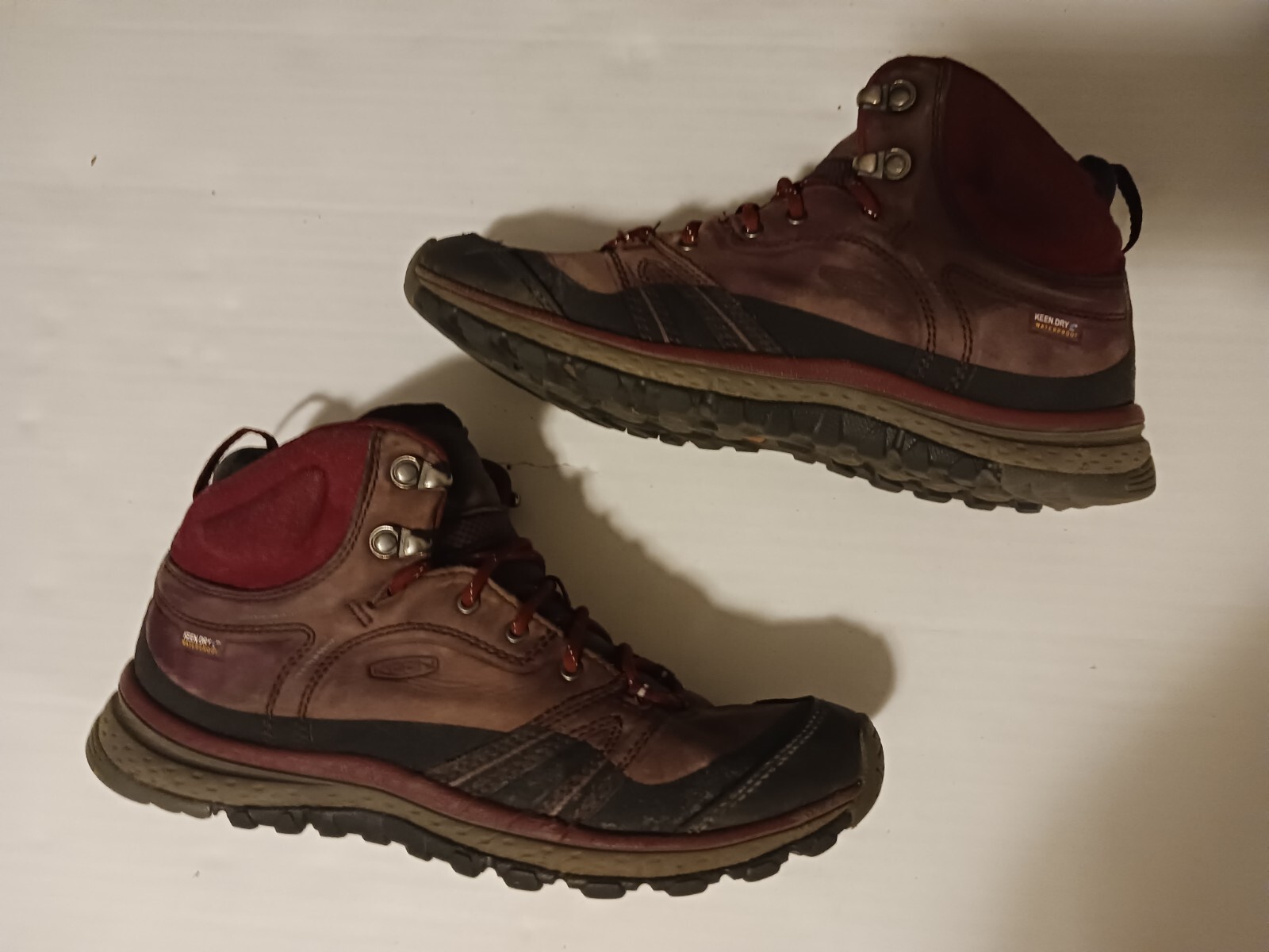 Keen Terradora Mid Leather Hiking Boots Womens 9.5 Pink Maroon Red Waterproof