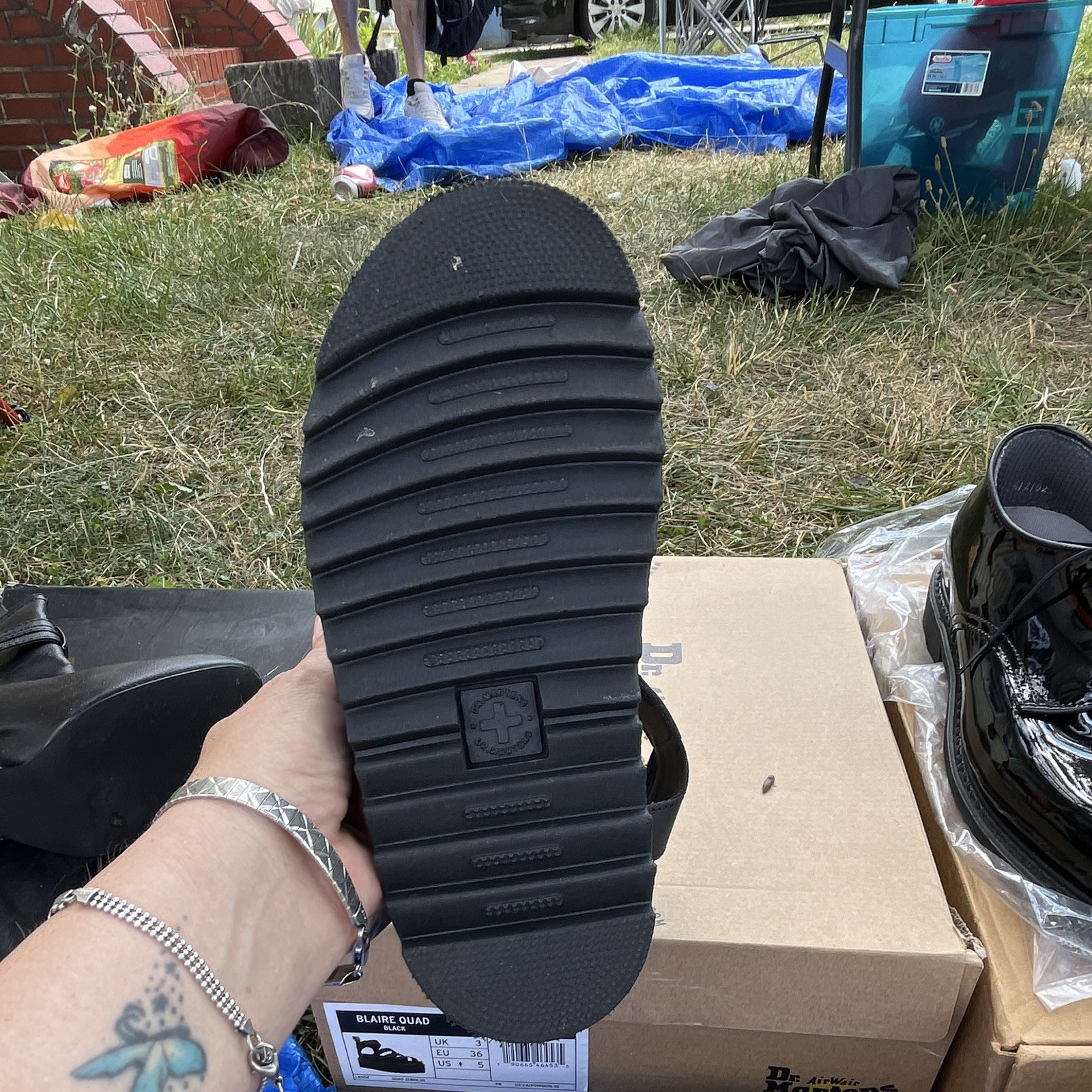 Dr. Martens Black Leather Platform Strappy Sandals Ankle Strap US 5 UK 3