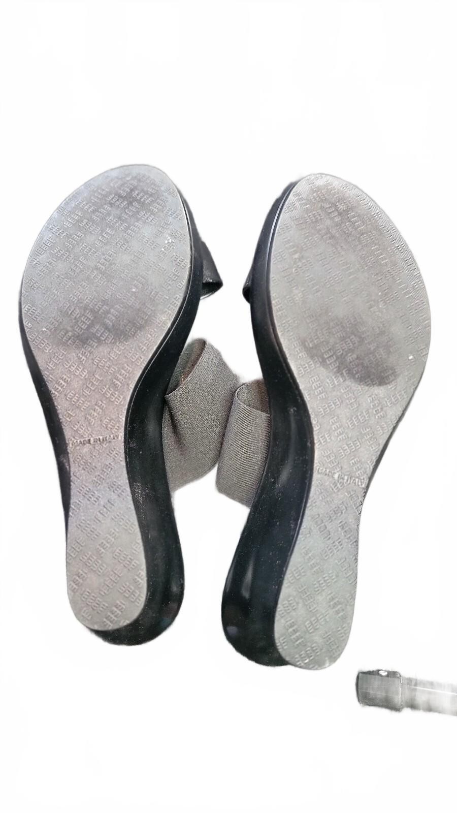 Italian Shoemakers Black Wedge Sandals Size 9M with Elastic Straps