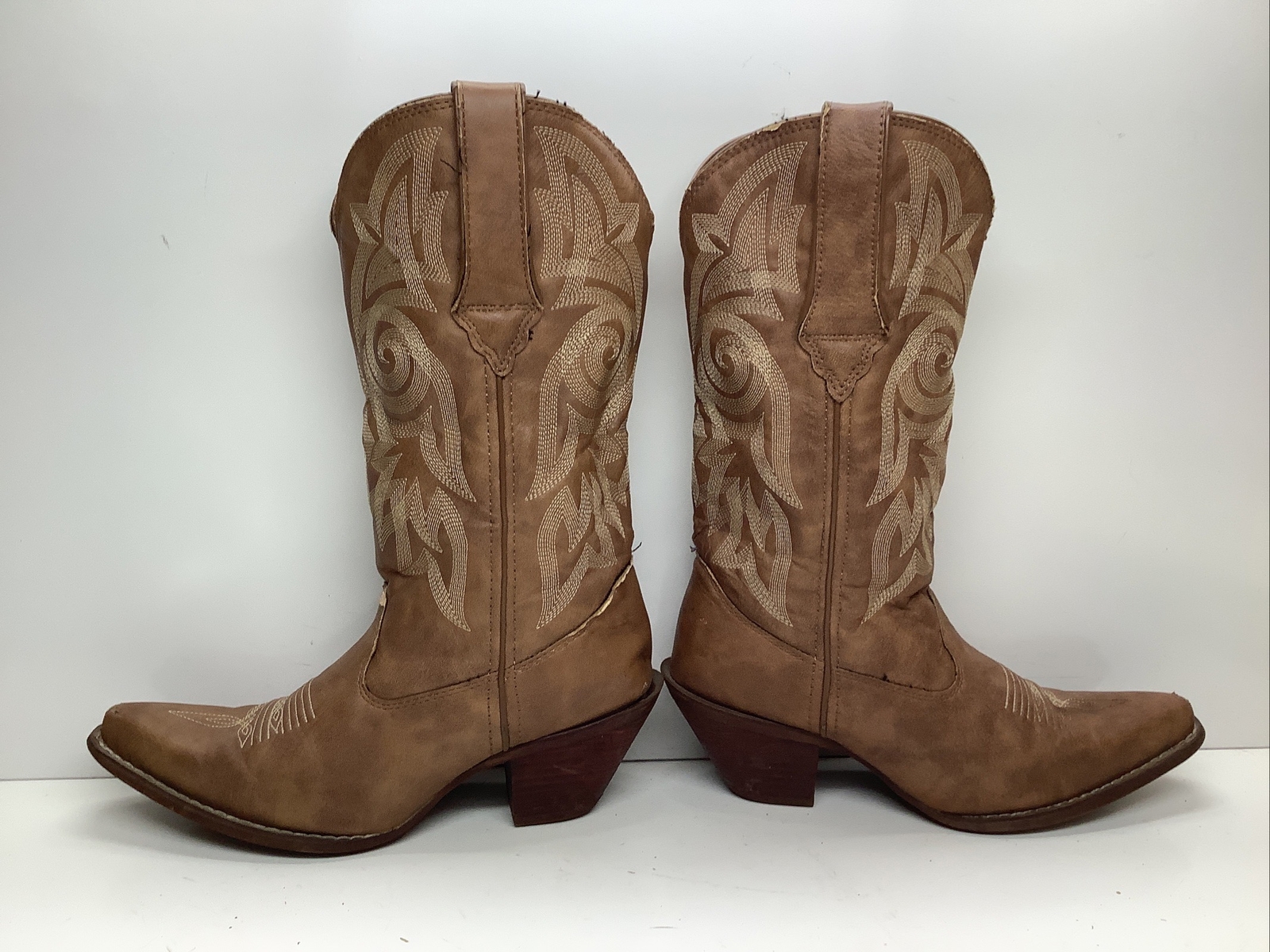 WOMENS DURANGO COWBOY ALL MAN MADE BROWN BOOTS SIZE 6.5 M