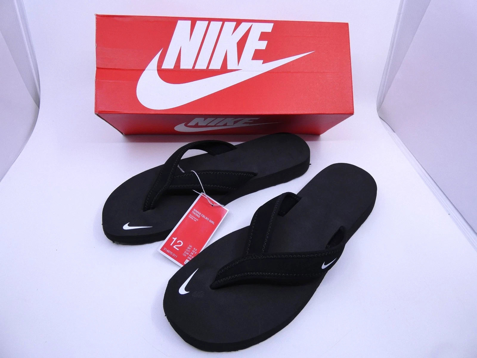Brand New Nike Celso Girl Black/White Women’s Thong Sandal-314870-011